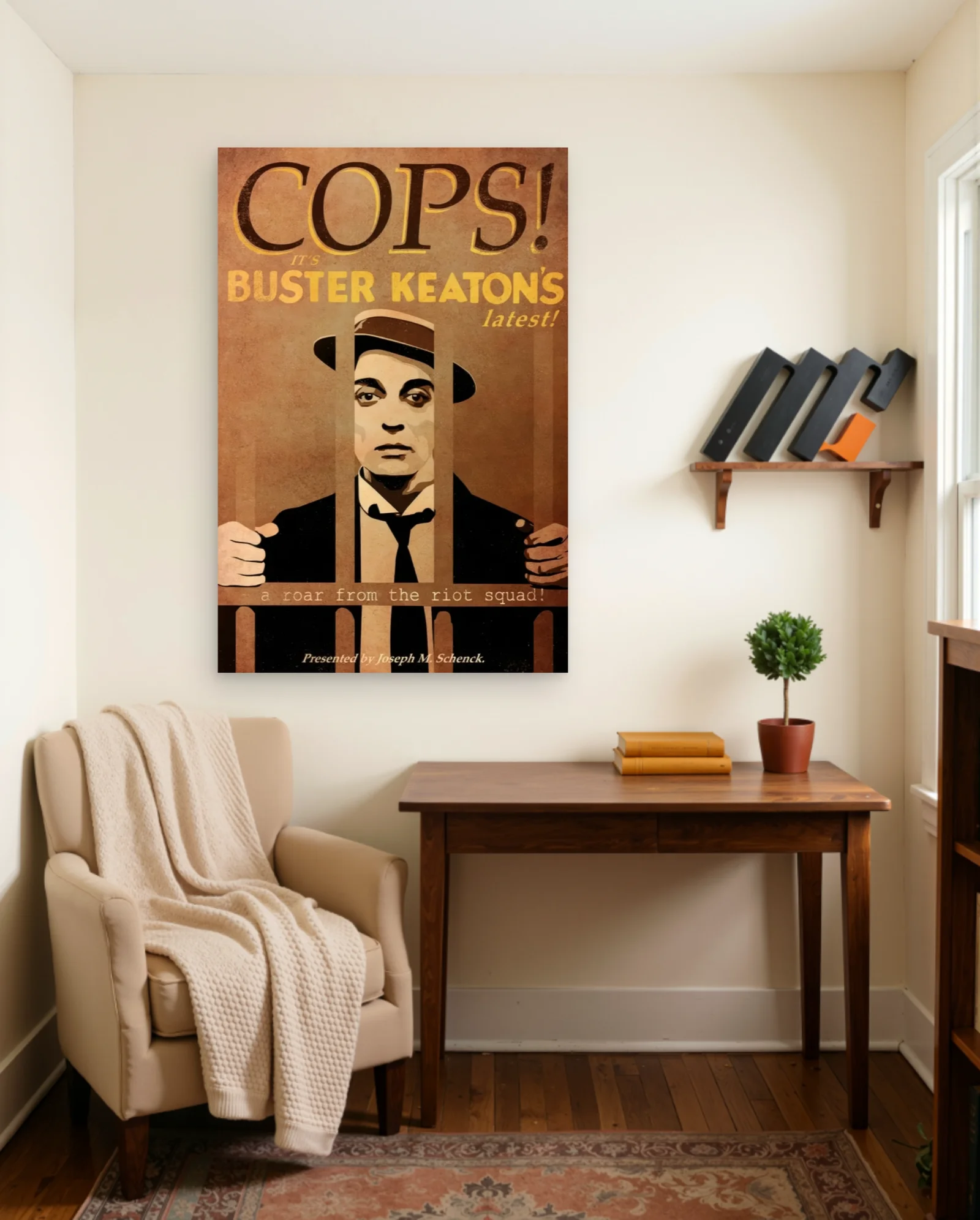 Buster Keaton Cops Poster — framed wall art poster by Memocult