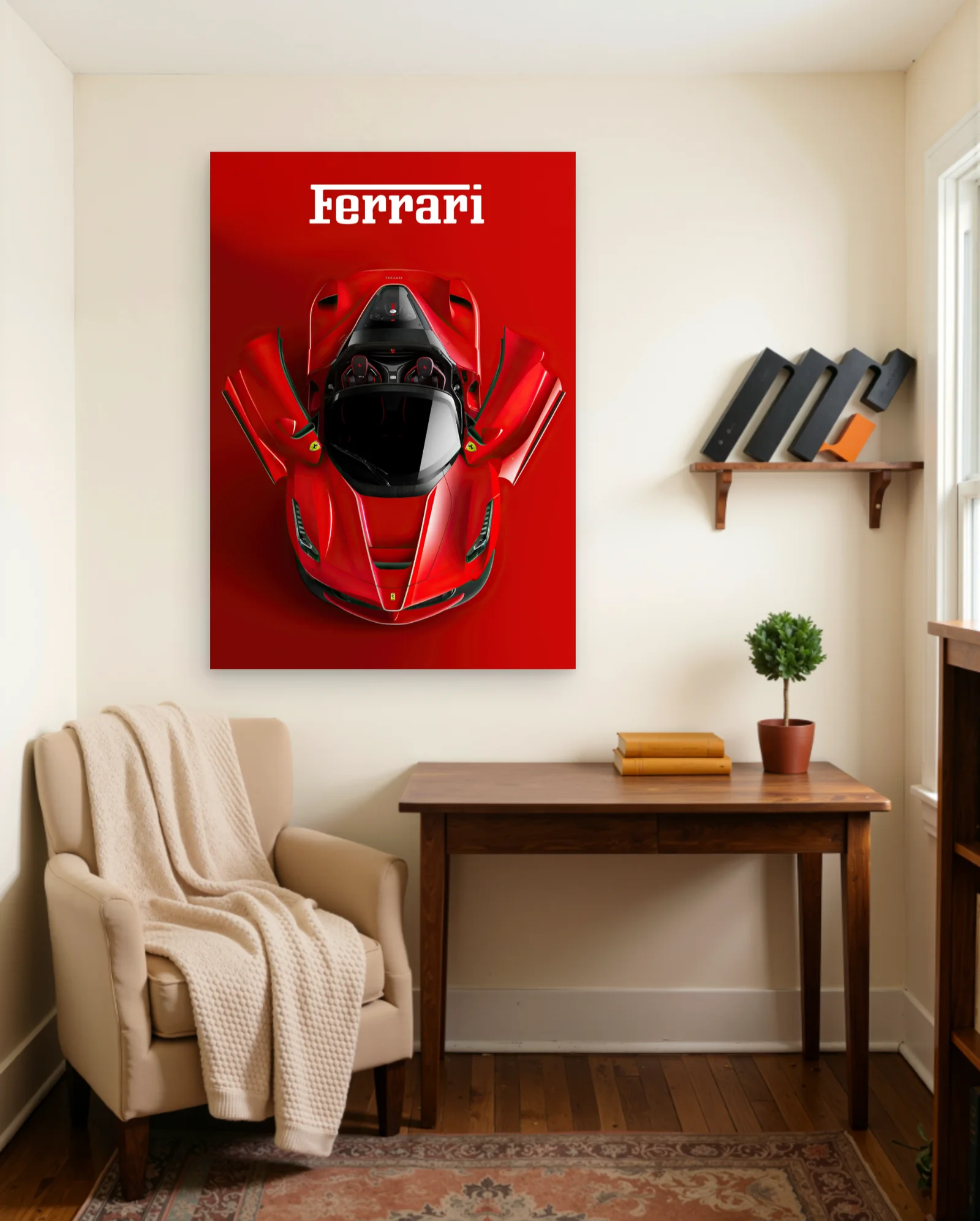 Red Ferrari LaFerrari Aperta Poster — framed wall art poster by Memocult