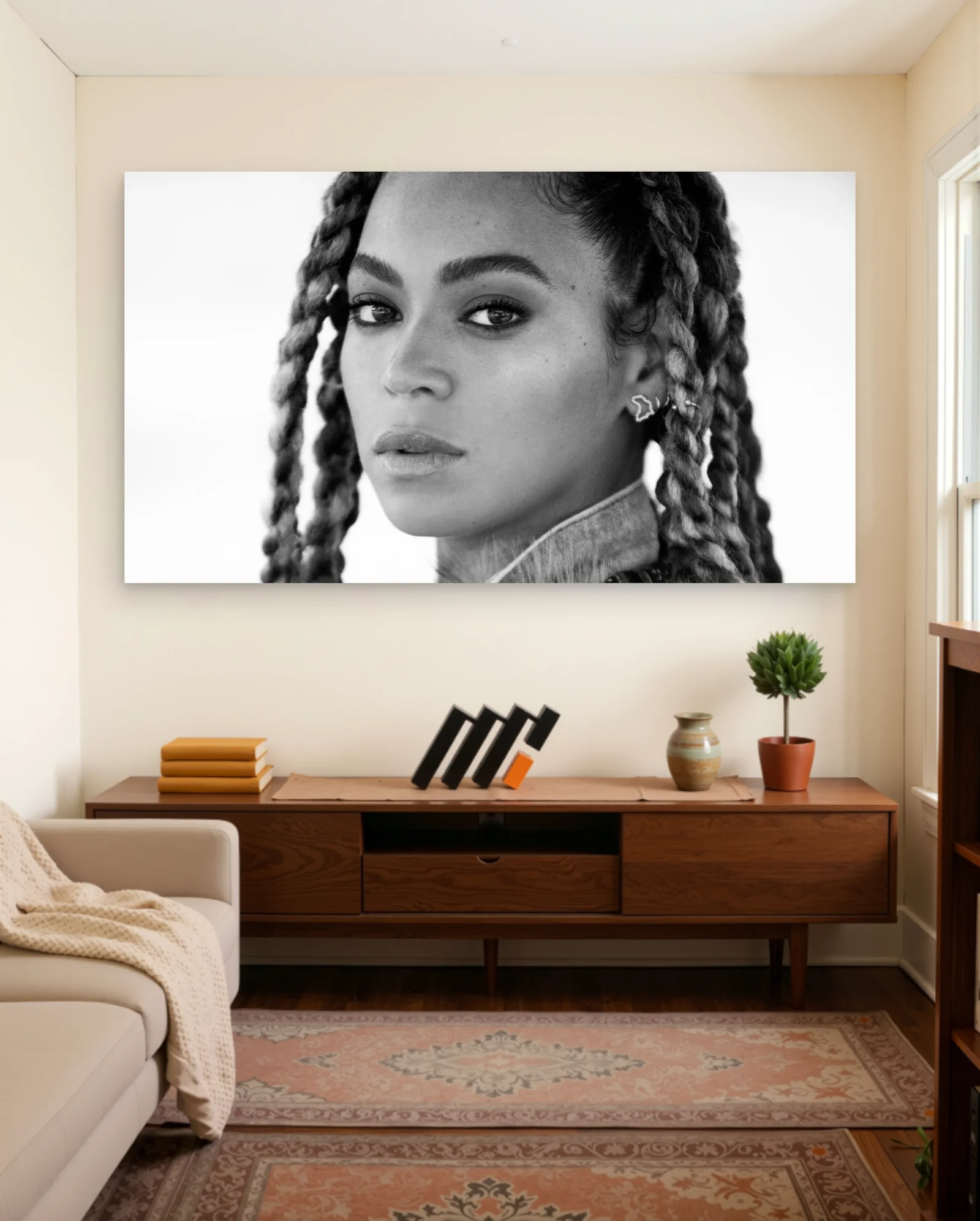 Beyoncé Braided Hair Poster — framed wall art poster by Memocult