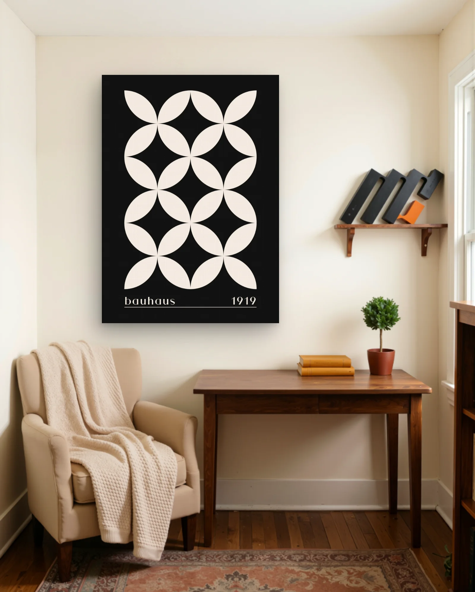 Bauhaus Cream Petal Grid 1919 Wall Art — Modern Digital Art abstract & modern wall art poster