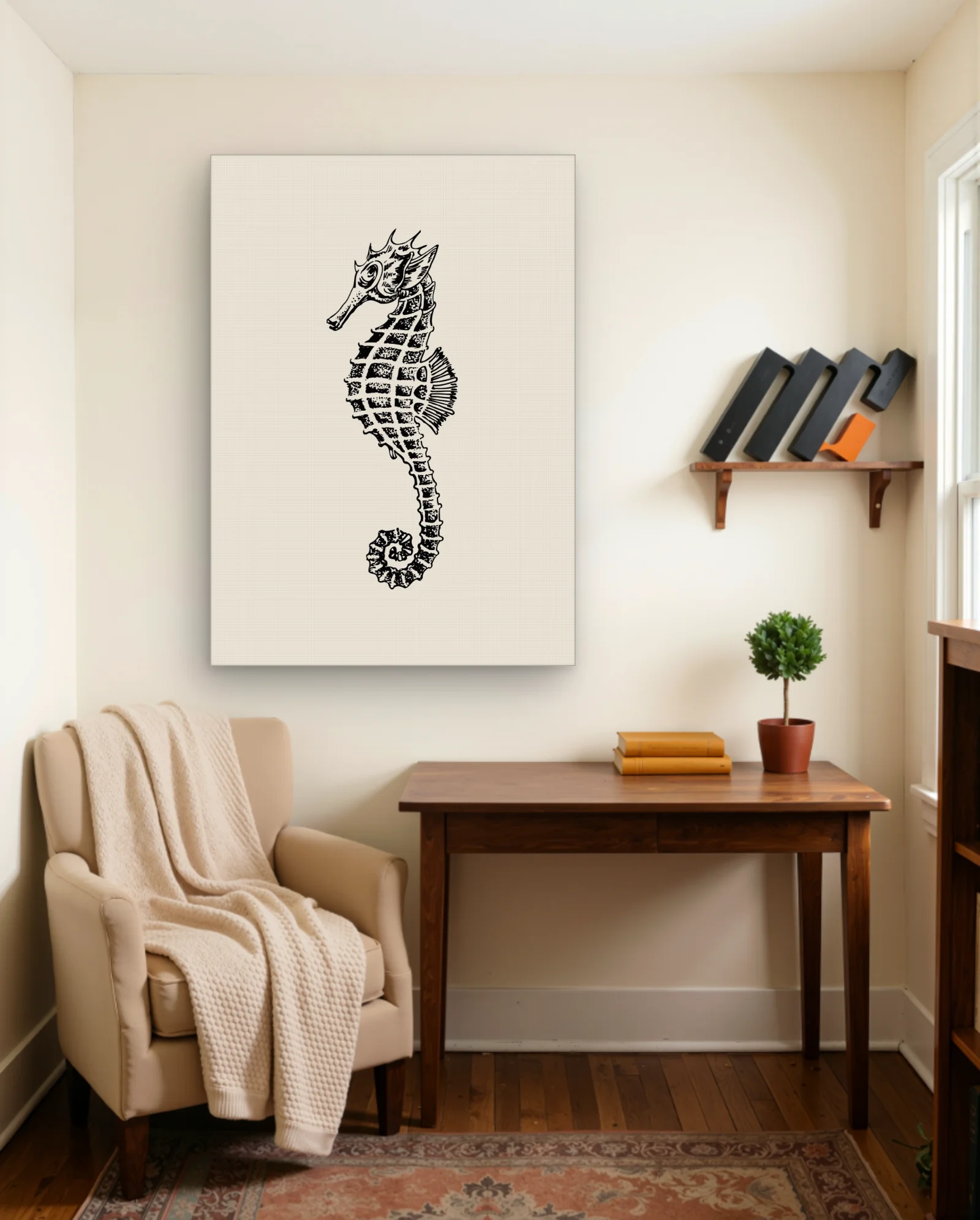Seahorse Engraving Wall Art — Modern Digital Art abstract & modern wall art poster