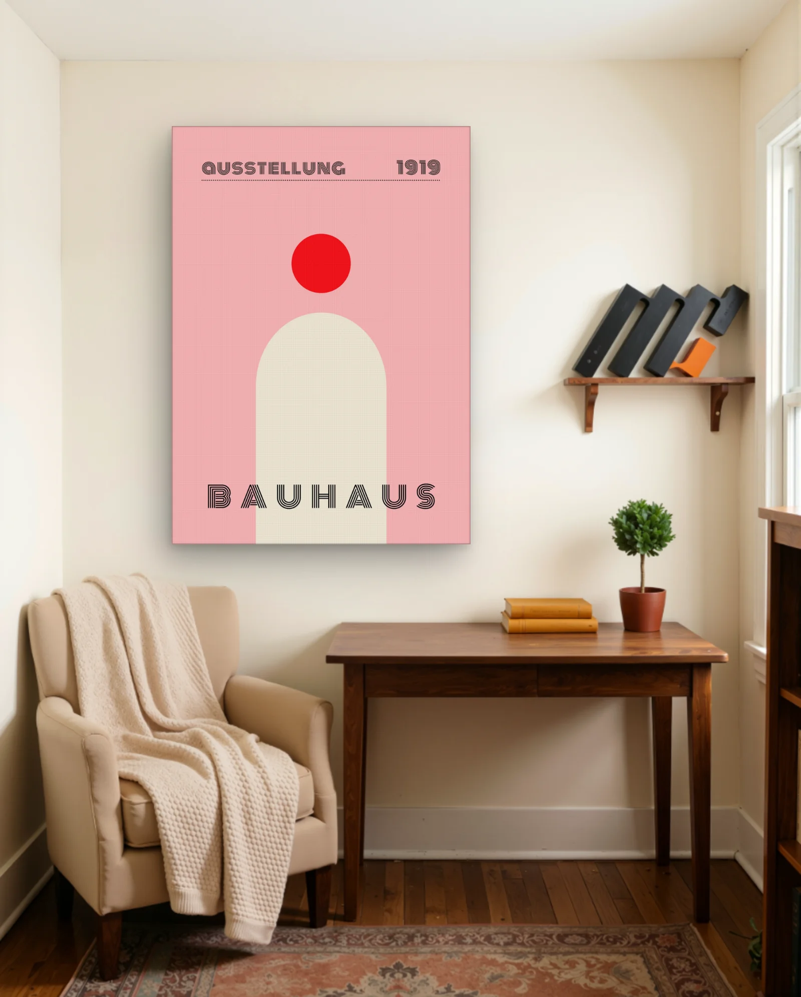 Bauhaus Exhibition 1919 Red Arch Wall Art — framed wall art poster by Memocult