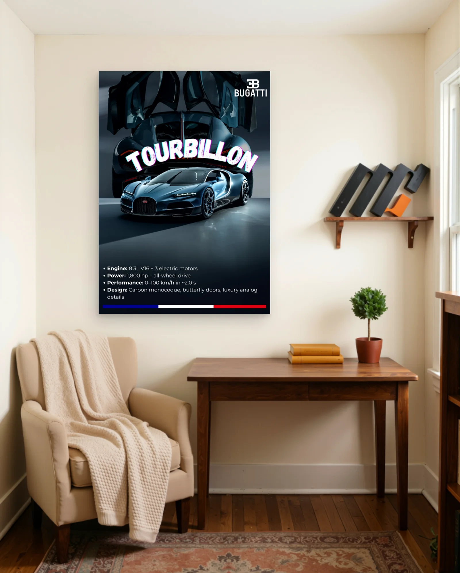 Bugatti Tourbillon Butterfly Doors Poster — framed wall art poster by Memocult