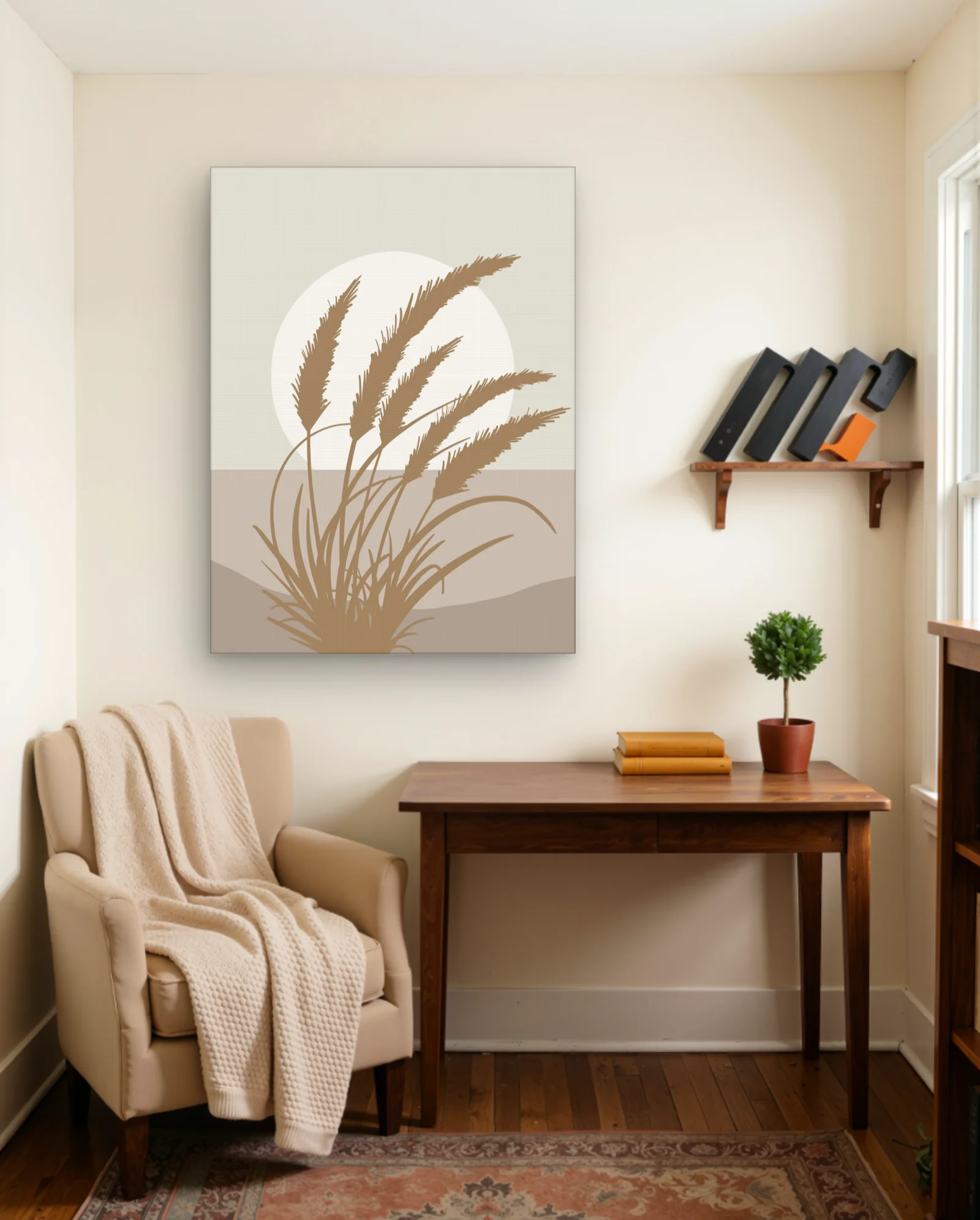 Pampas Grass Sun Silhouette Wall Art — framed wall art poster by Memocult