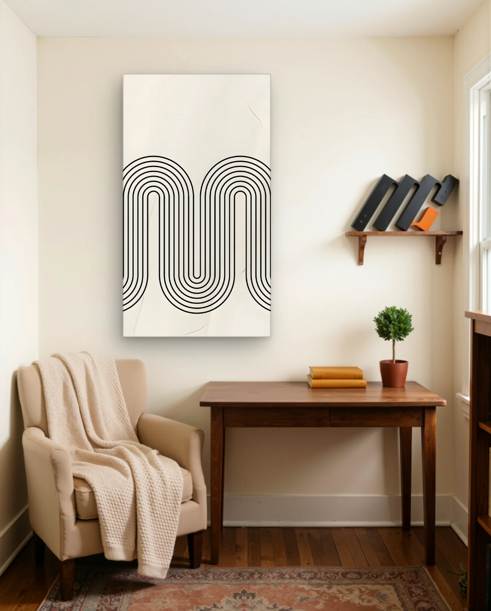 Double Retro Arch Black Line Wall Art — framed wall art poster by Memocult