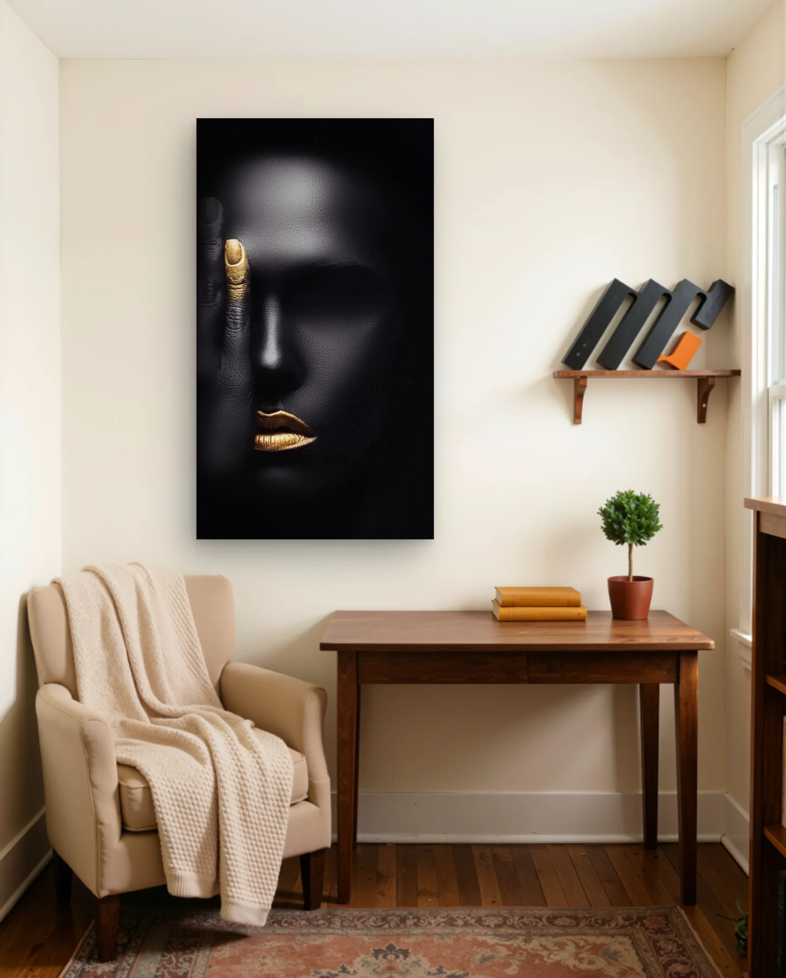 Gold Lips And Finger Wall Art — framed wall art poster by Memocult