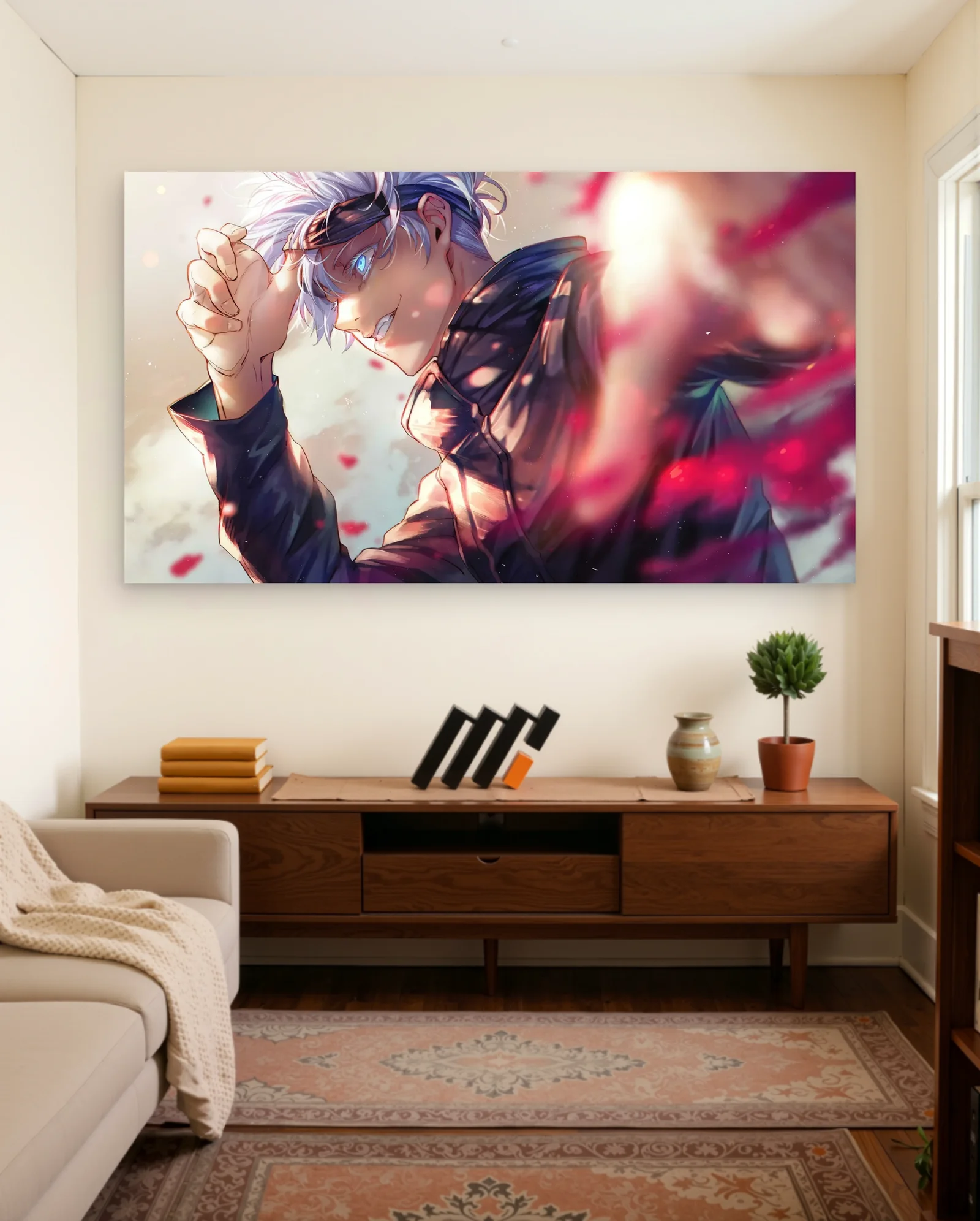 Satoru Gojo Blue Eyes Poster — framed wall art poster by Memocult