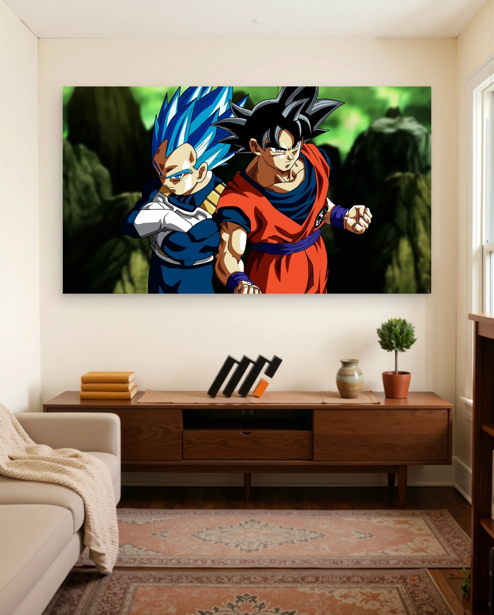 Goku Vegeta Dragon Ball Z Poster — framed wall art poster by Memocult