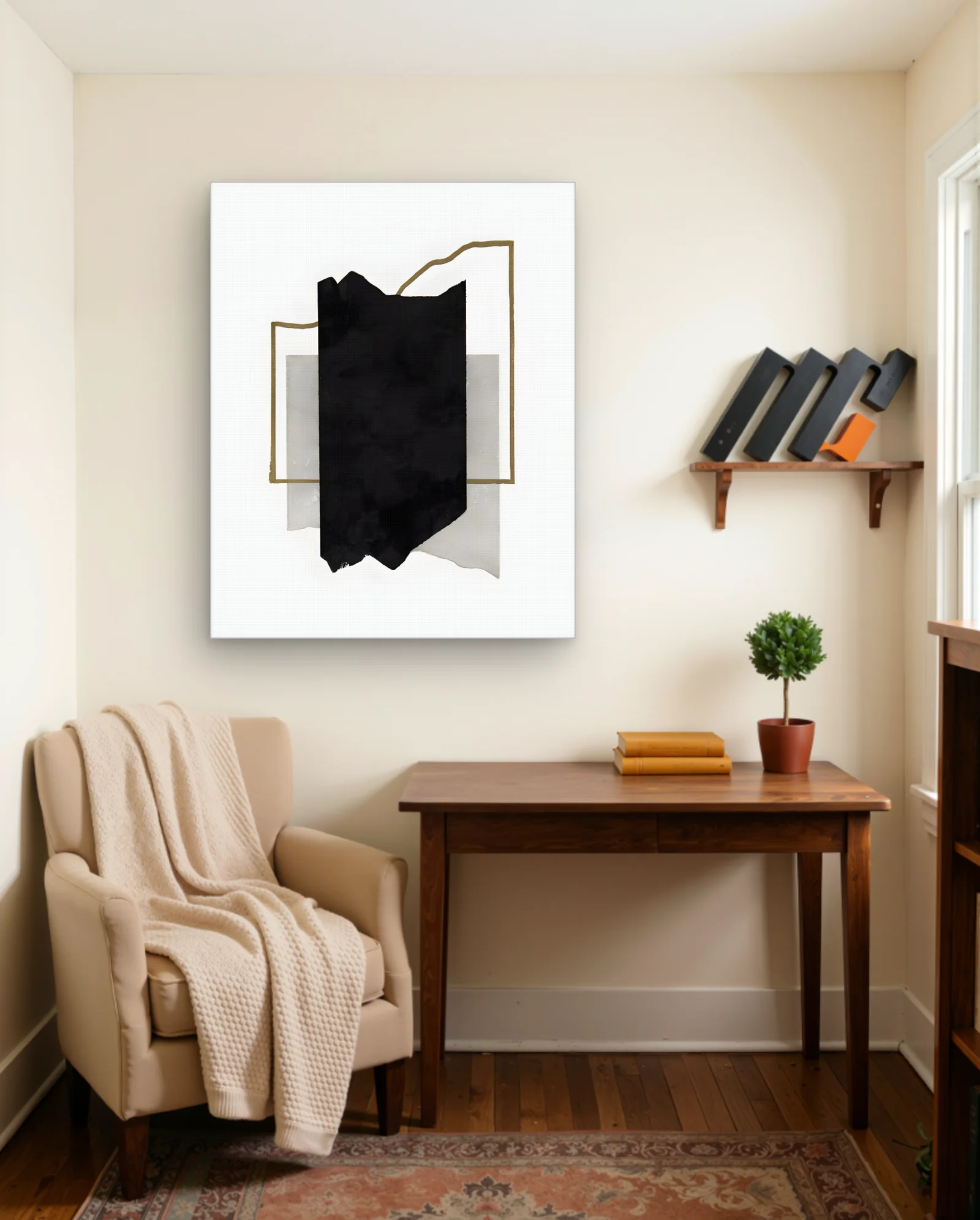Black Gray Gold Abstract Collage Wall Art — Abstract abstract & modern wall art poster