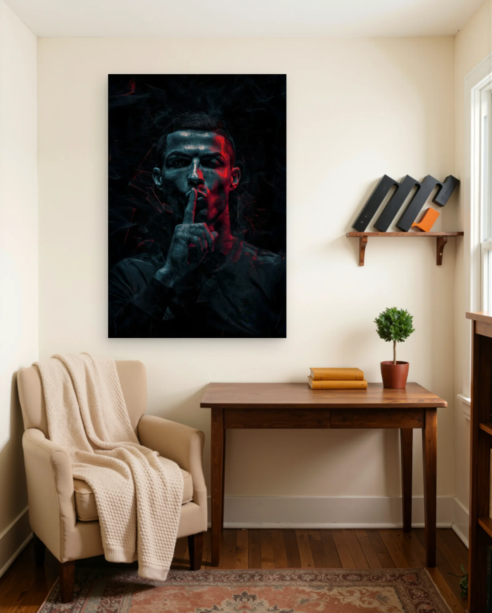 Cristiano Ronaldo Shushing Poster — framed wall art poster by Memocult