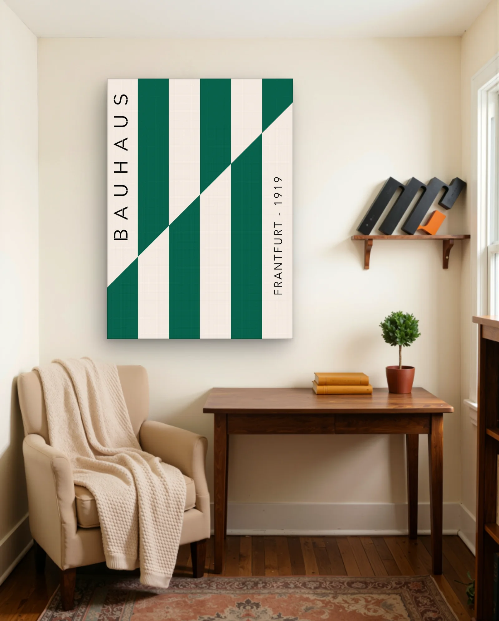 Bauhaus Frankfurt 1919 Vertical Stripes Wall Art — framed wall art poster by Memocult