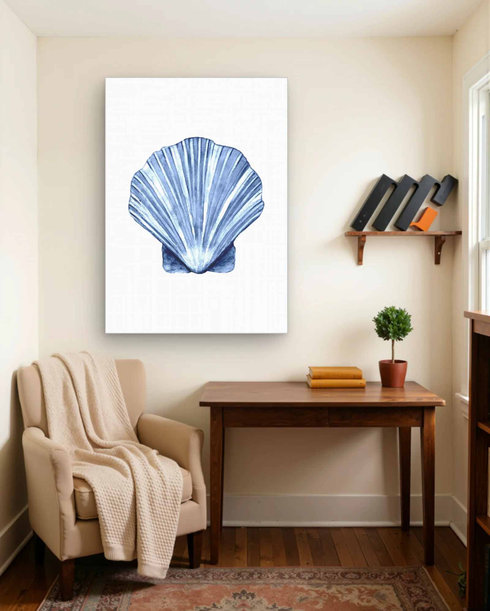 Blue Watercolor Scallop Shell Wall Art — Abstract abstract & modern wall art poster
