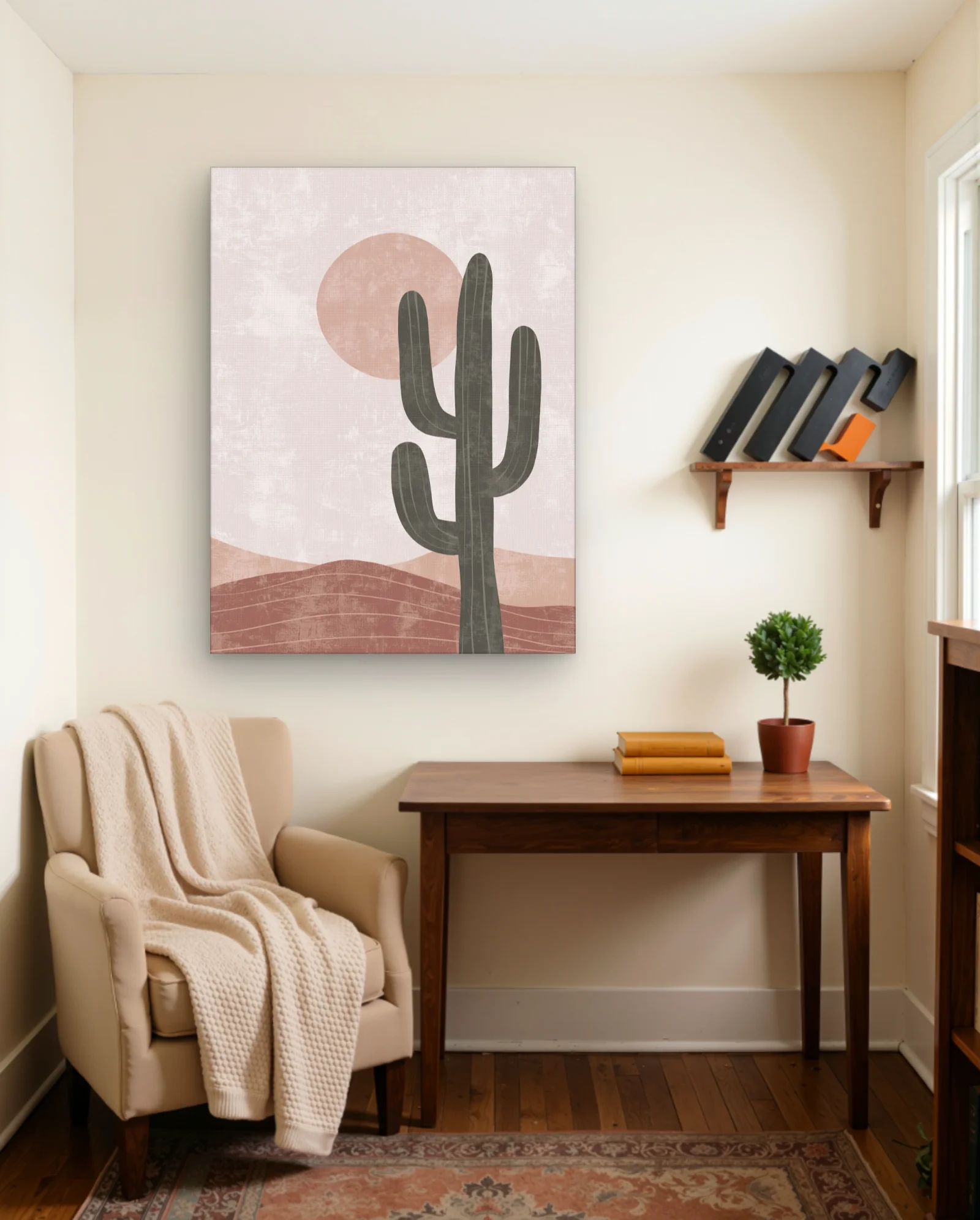 Saguaro Cactus Desert Sunset Wall Art — framed wall art poster by Memocult