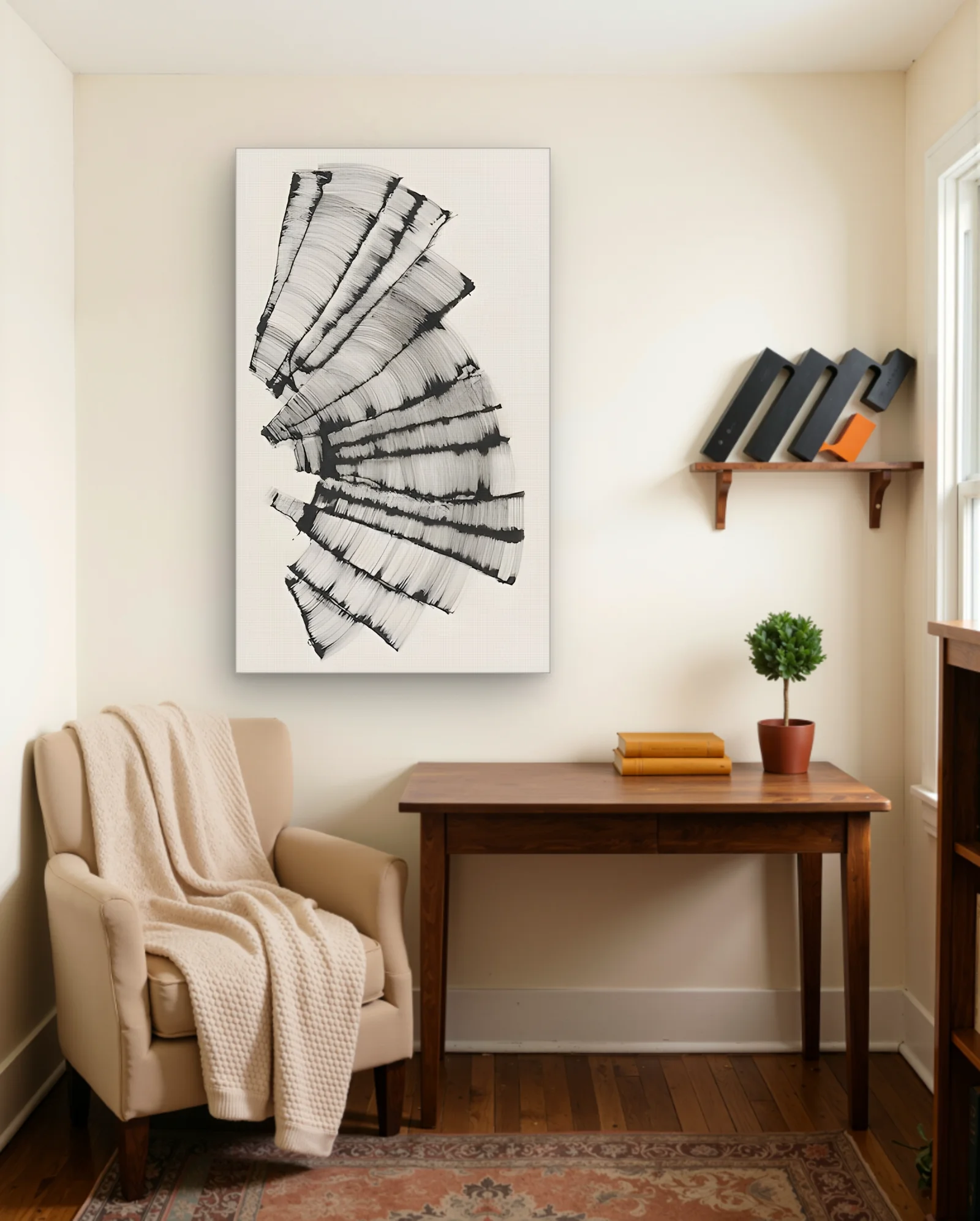 Black Fan Brushstrokes Wall Art — Abstract abstract & modern wall art poster
