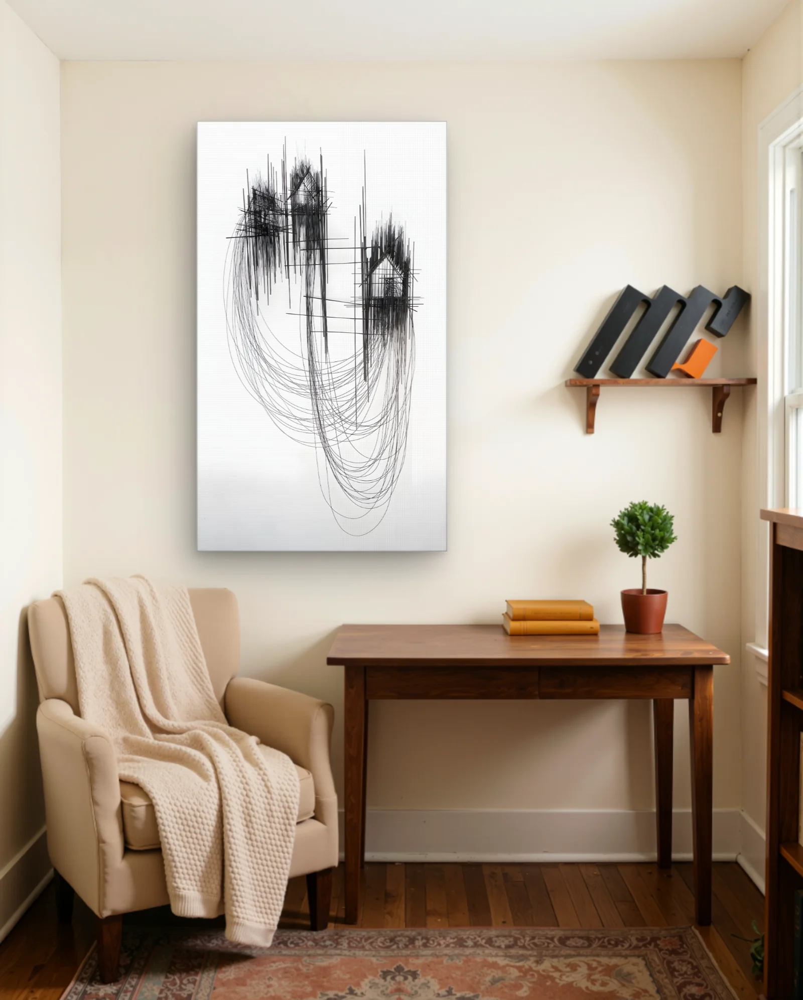 Linear Houses Black Ink Wall Art — Abstract abstract & modern wall art poster