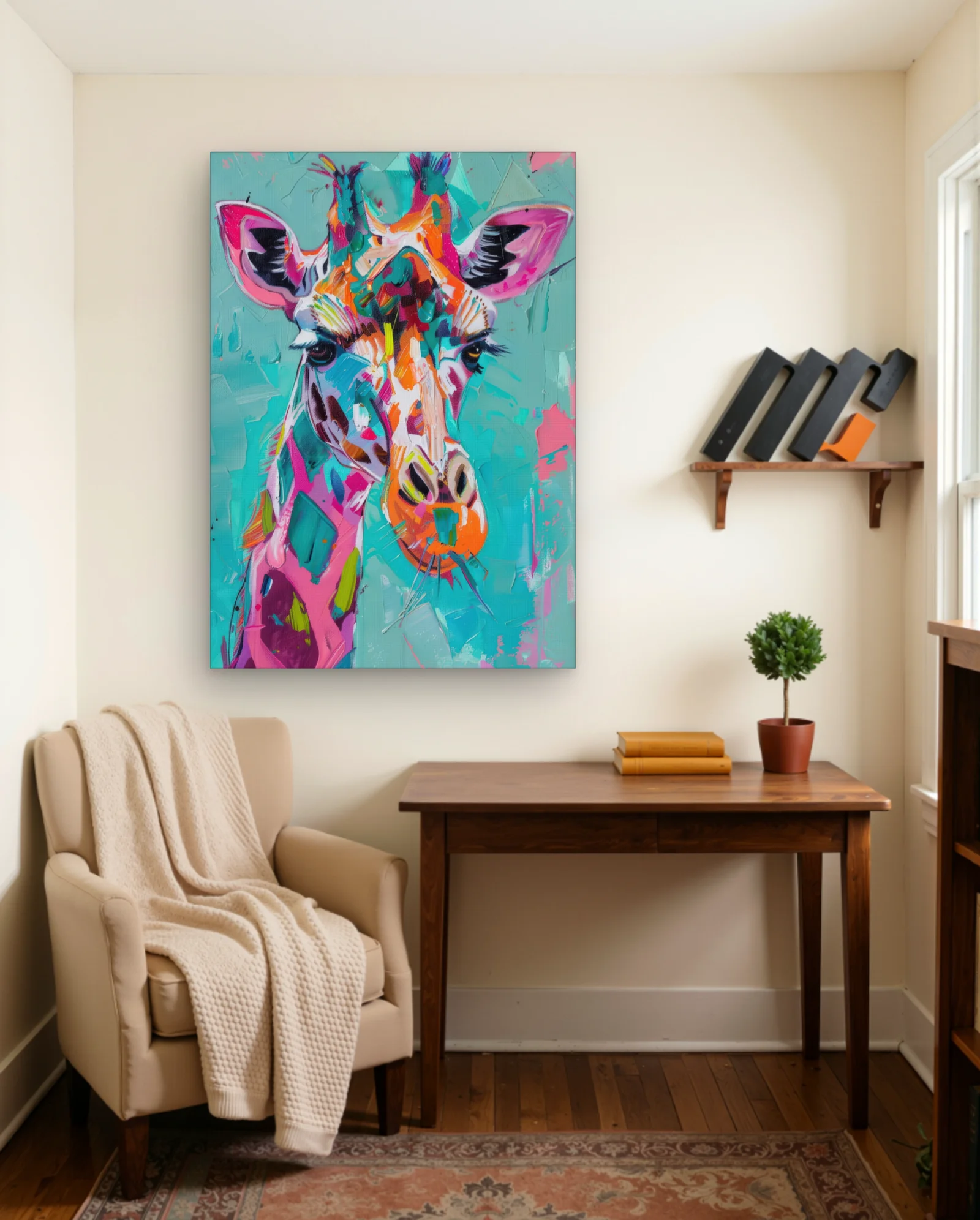 Vibrant Colorblock Giraffe Wall Art — Abstract abstract & modern wall art poster
