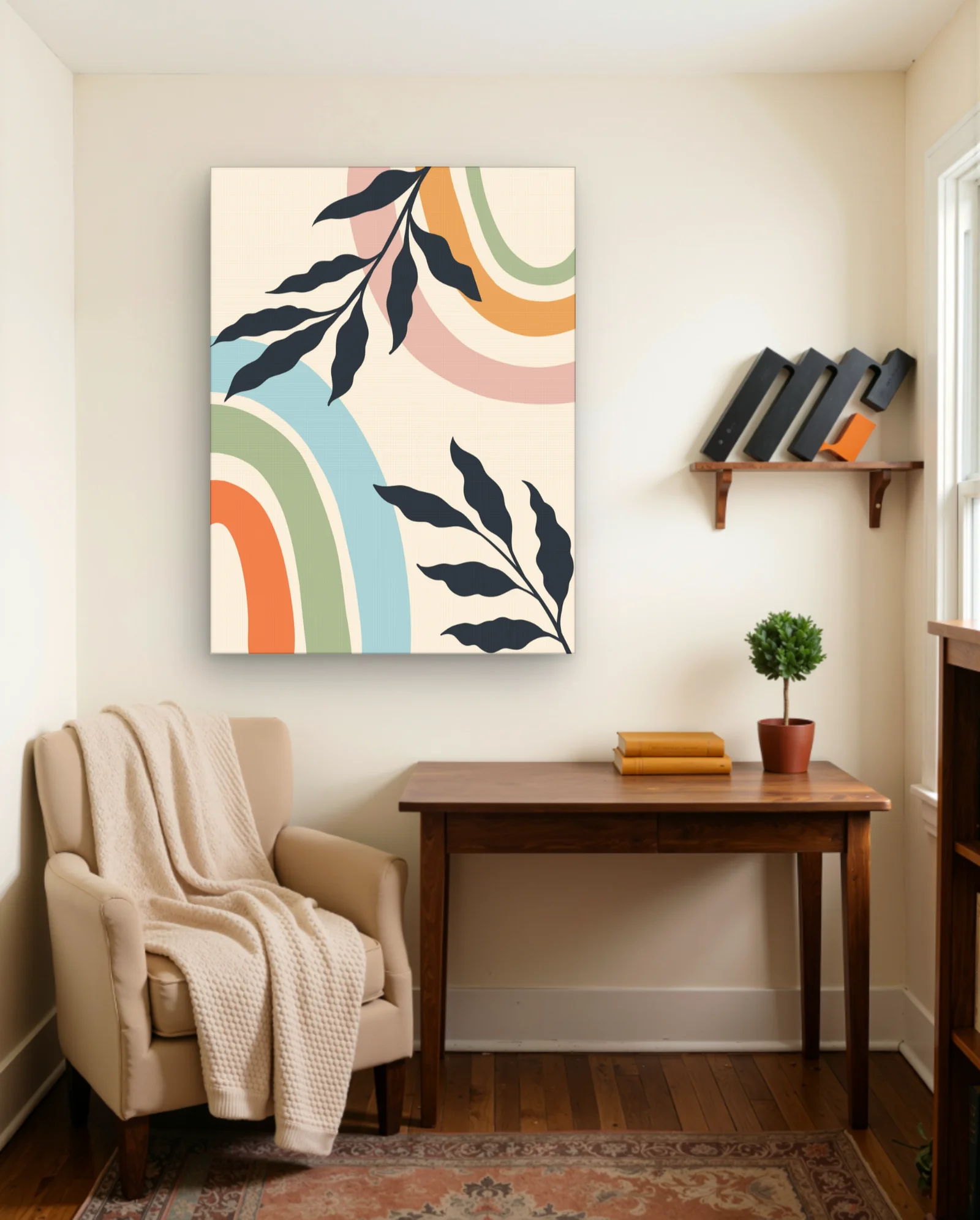 Pastel Rainbow Leaves Wall Art — Abstract abstract & modern wall art poster