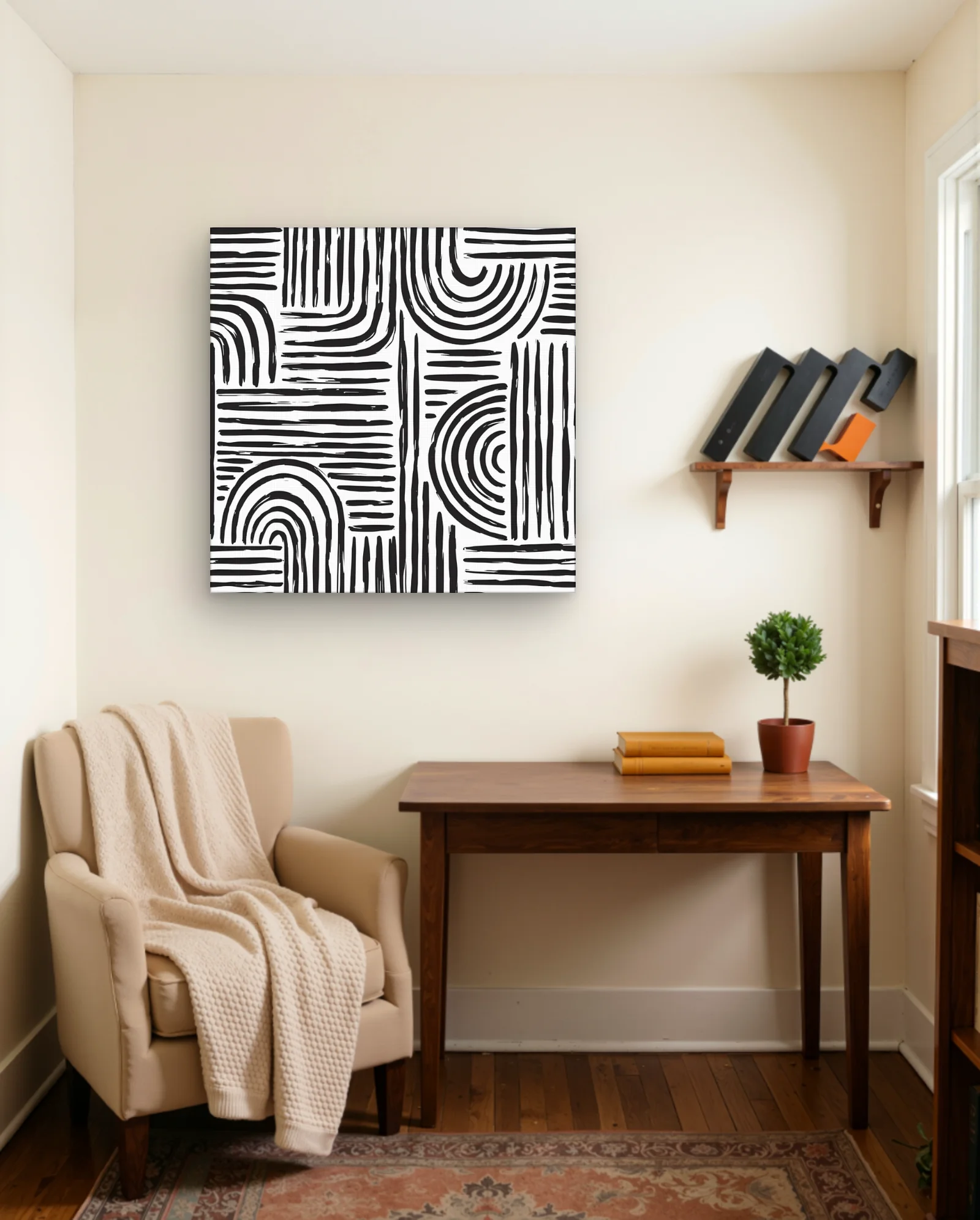 Black Brushstroke Geometric Arches Wall Art — Abstract abstract & modern wall art poster