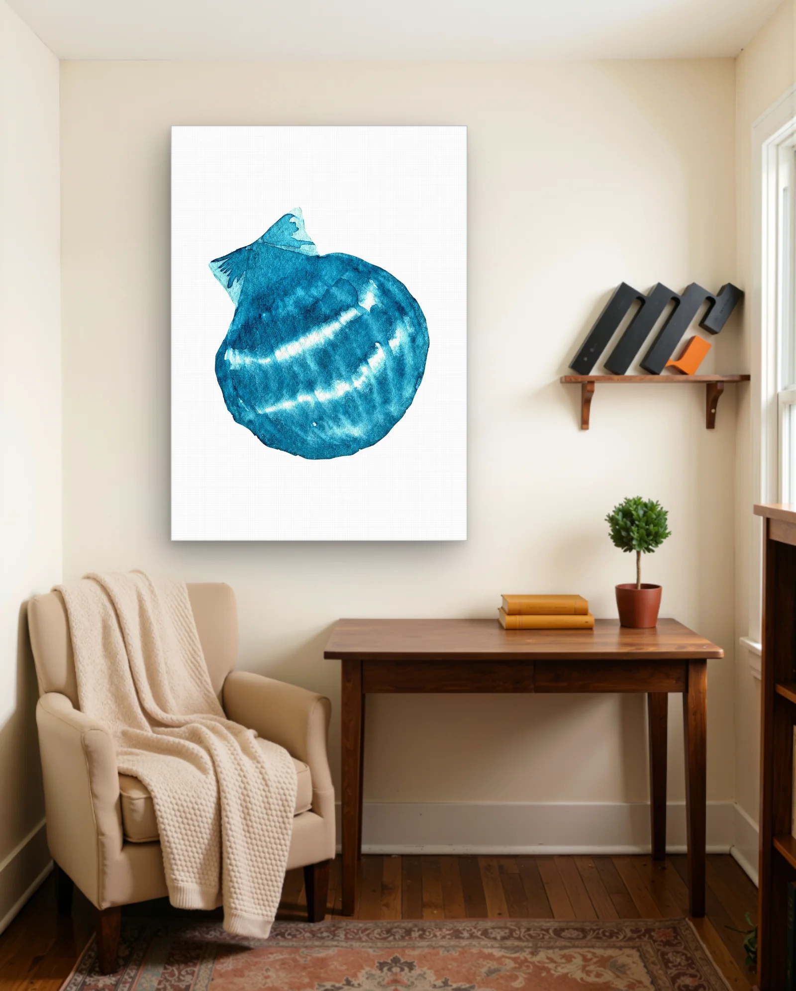 Turquoise Watercolor Pomegranate Study — White Background — framed wall art poster by Memocult