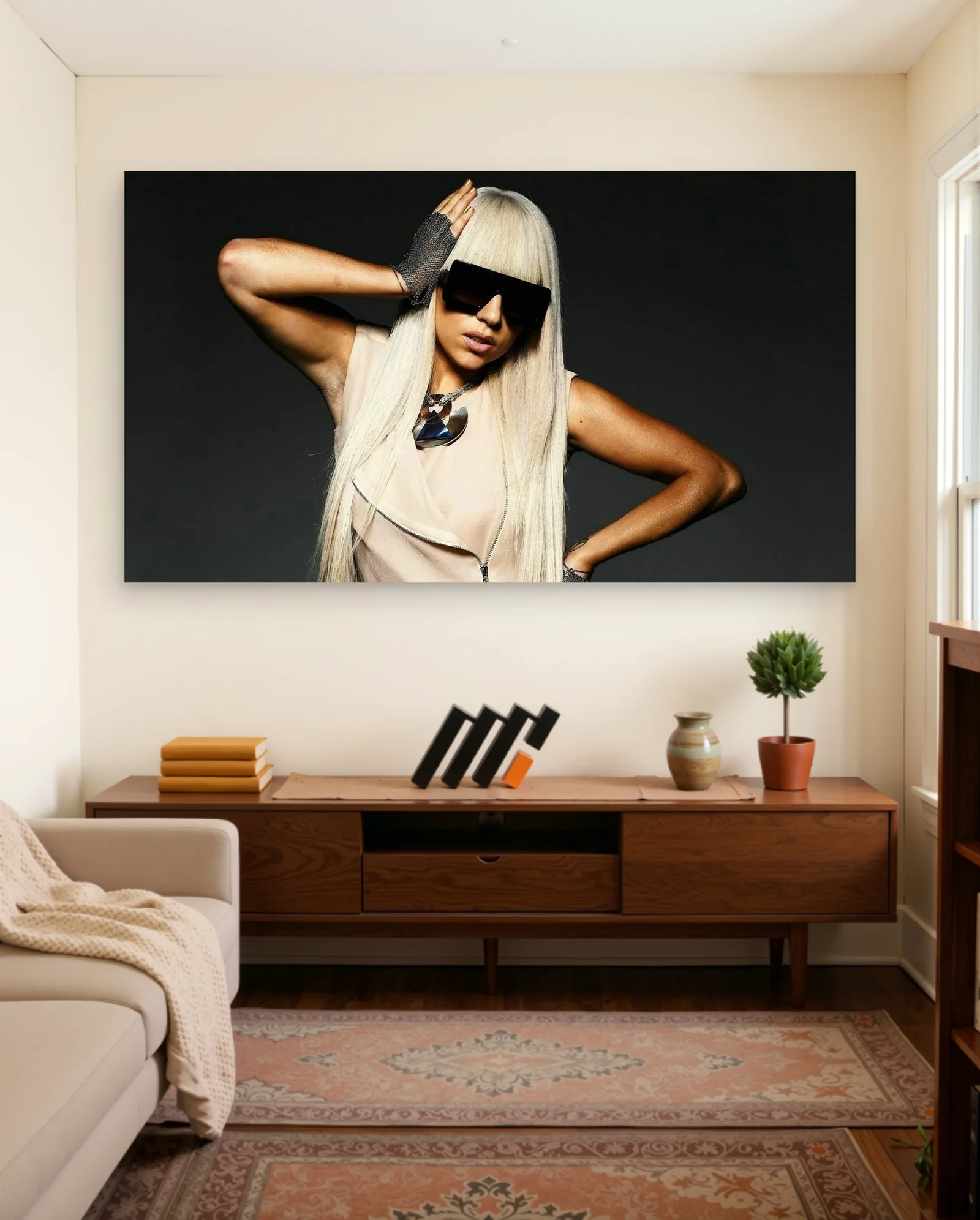 Lady Gaga Modern Portrait — framed wall art poster by Memocult