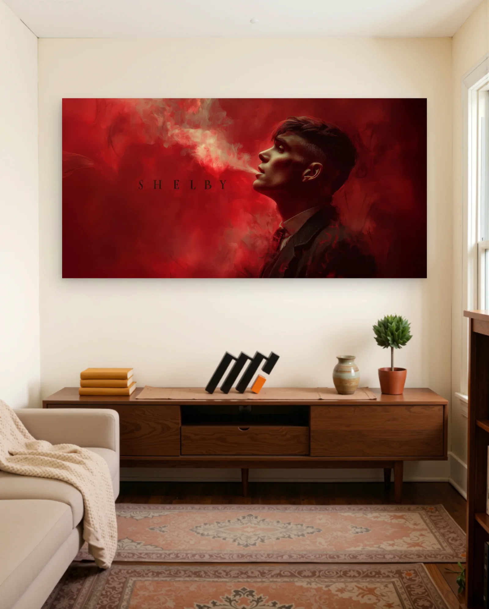 Thomas Shelby Smoking Poster — framed wall art poster by Memocult
