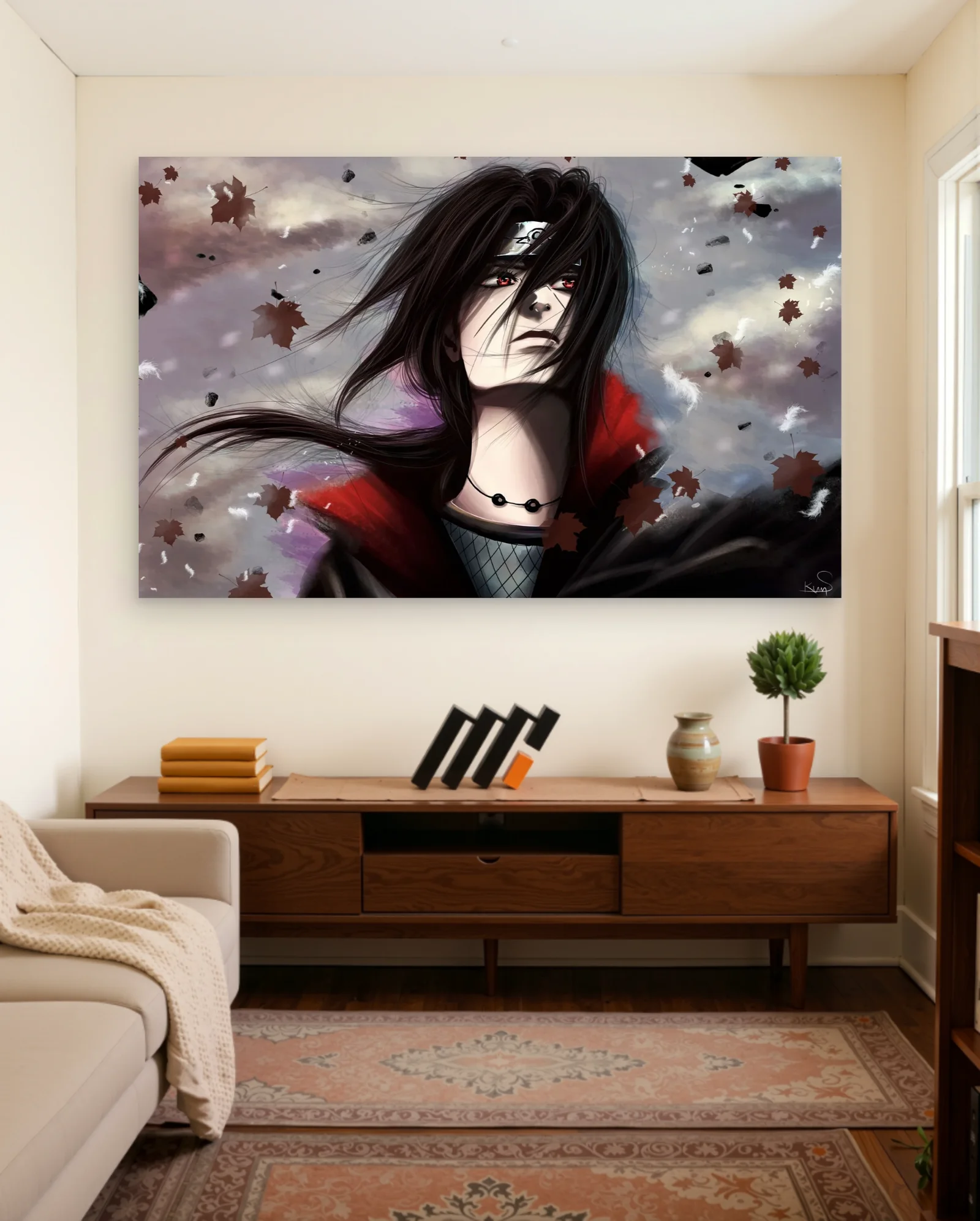 Itachi Uchiha Autumn Leaves Poster — framed wall art poster by Memocult