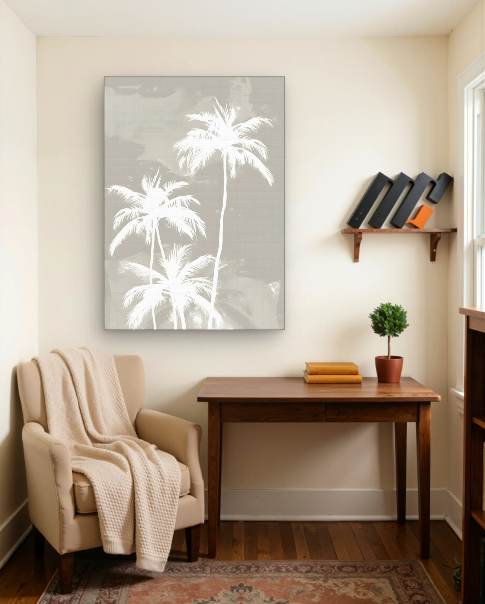 White Palm Trio Wall Art — Modern Digital Art abstract & modern wall art poster