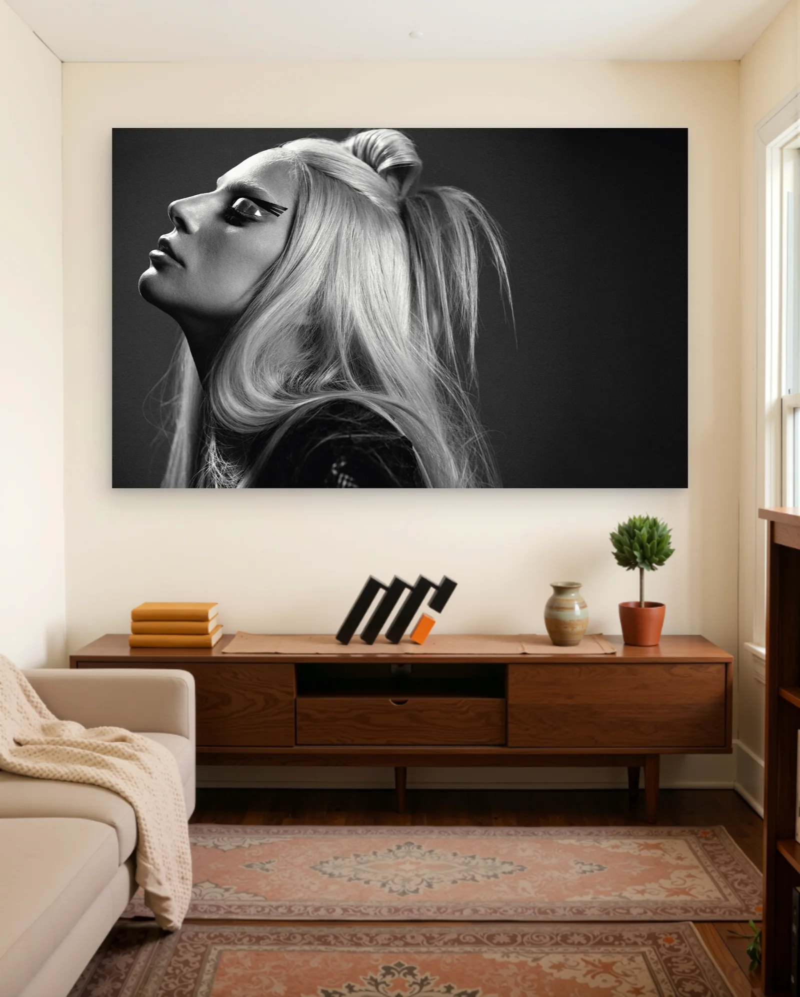 Lady Gaga Black And White Makeup Poster — framed wall art poster by Memocult