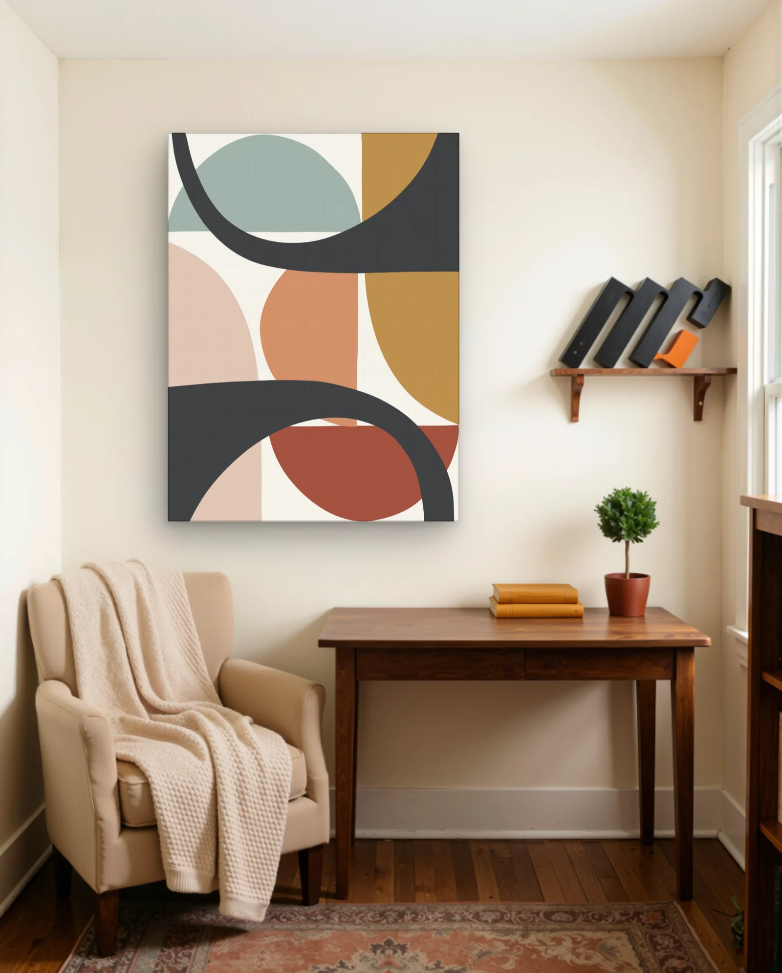 Muted Arcs Geometric Shapes Wall Art — framed wall art poster by Memocult