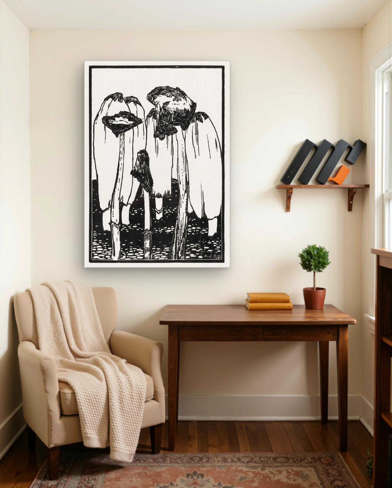 Ink Mushrooms By Julie De Graag 1915 Art Print — framed wall art poster by Memocult