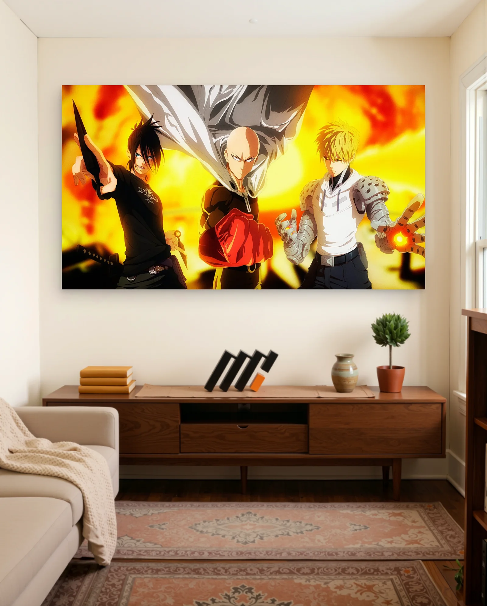 Saitama Sonic Genos Trio Poster — framed wall art poster by Memocult