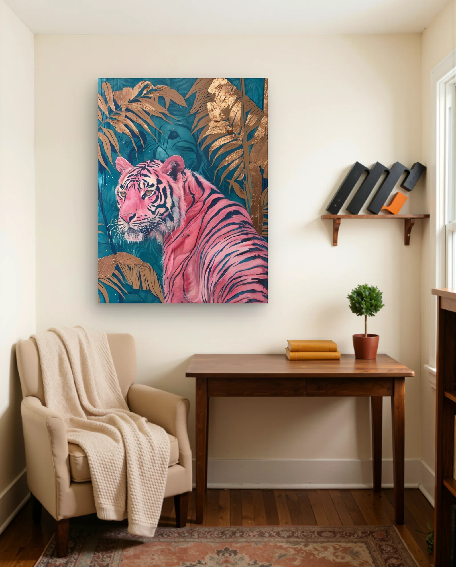 Pink Tiger Tropical Wall Art — Abstract abstract & modern wall art poster