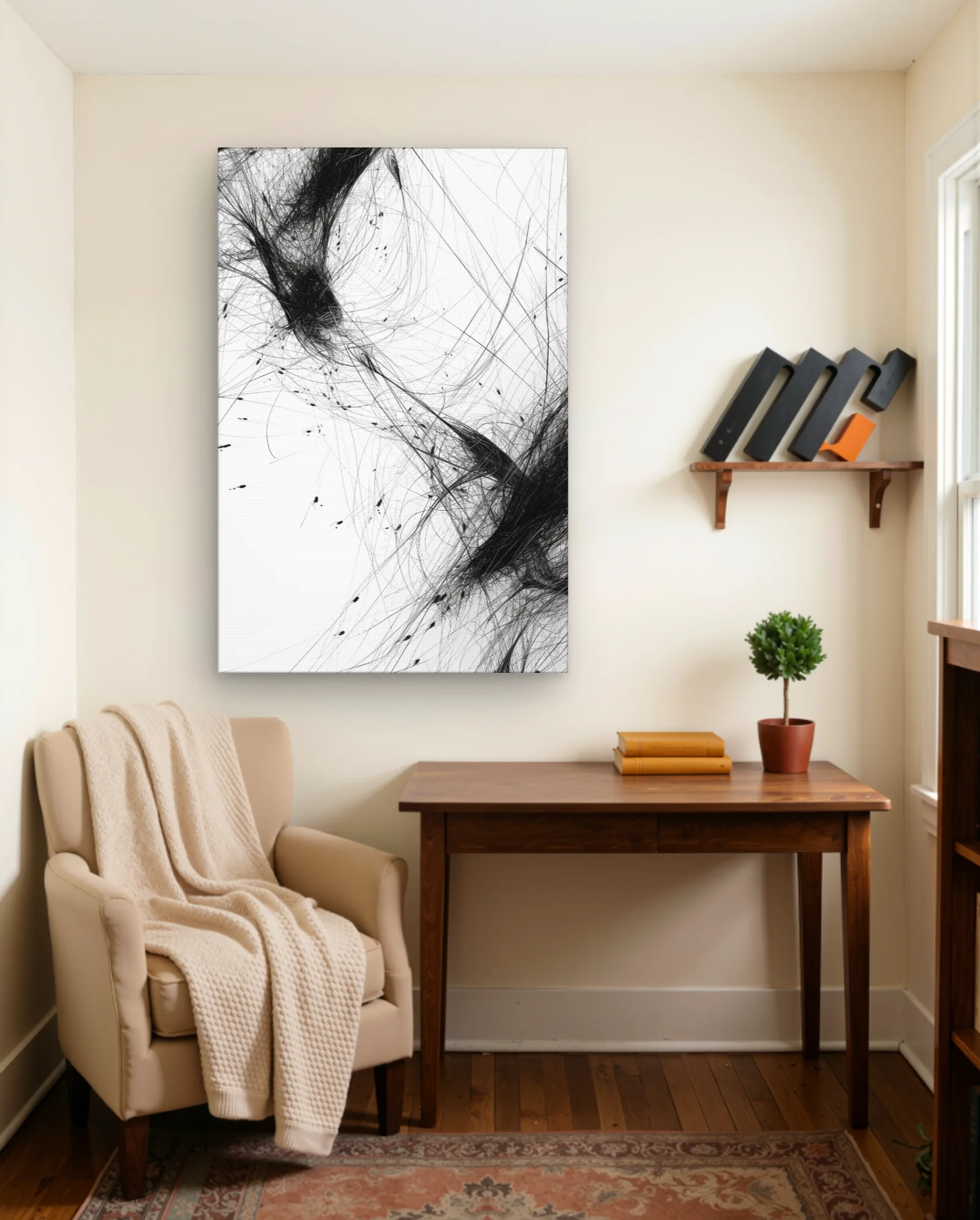 Tangled Ink Vortices — Monochrome Linear Study — Abstract abstract & modern wall art poster