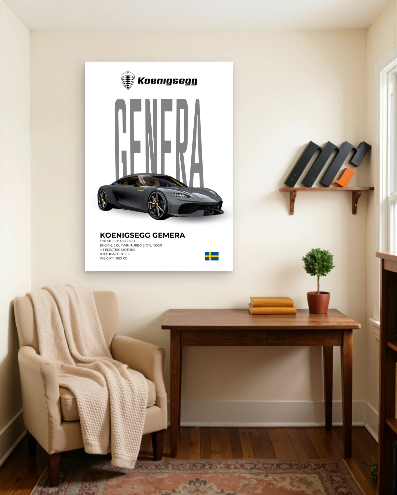 Koenigsegg Gemera Poster — framed wall art poster by Memocult