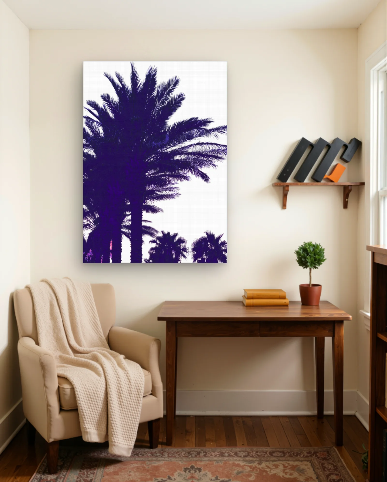 Indigo Palm Trees Wall Art — framed wall art poster by Memocult