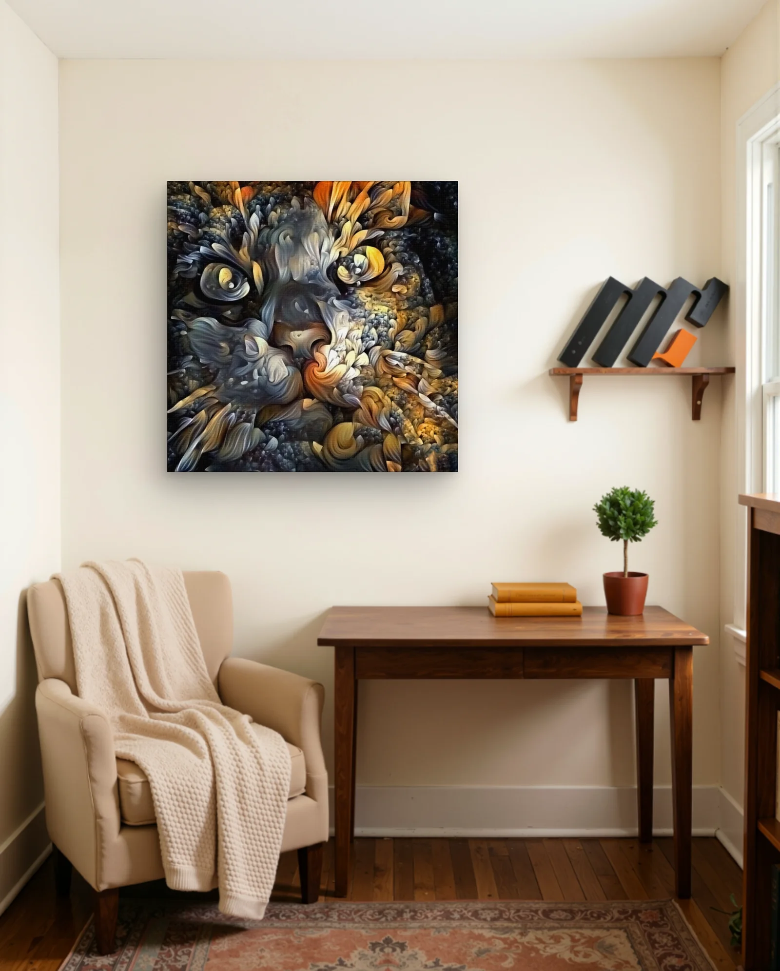 Lion Face Abstract Amber Wall Art — Abstract abstract & modern wall art poster