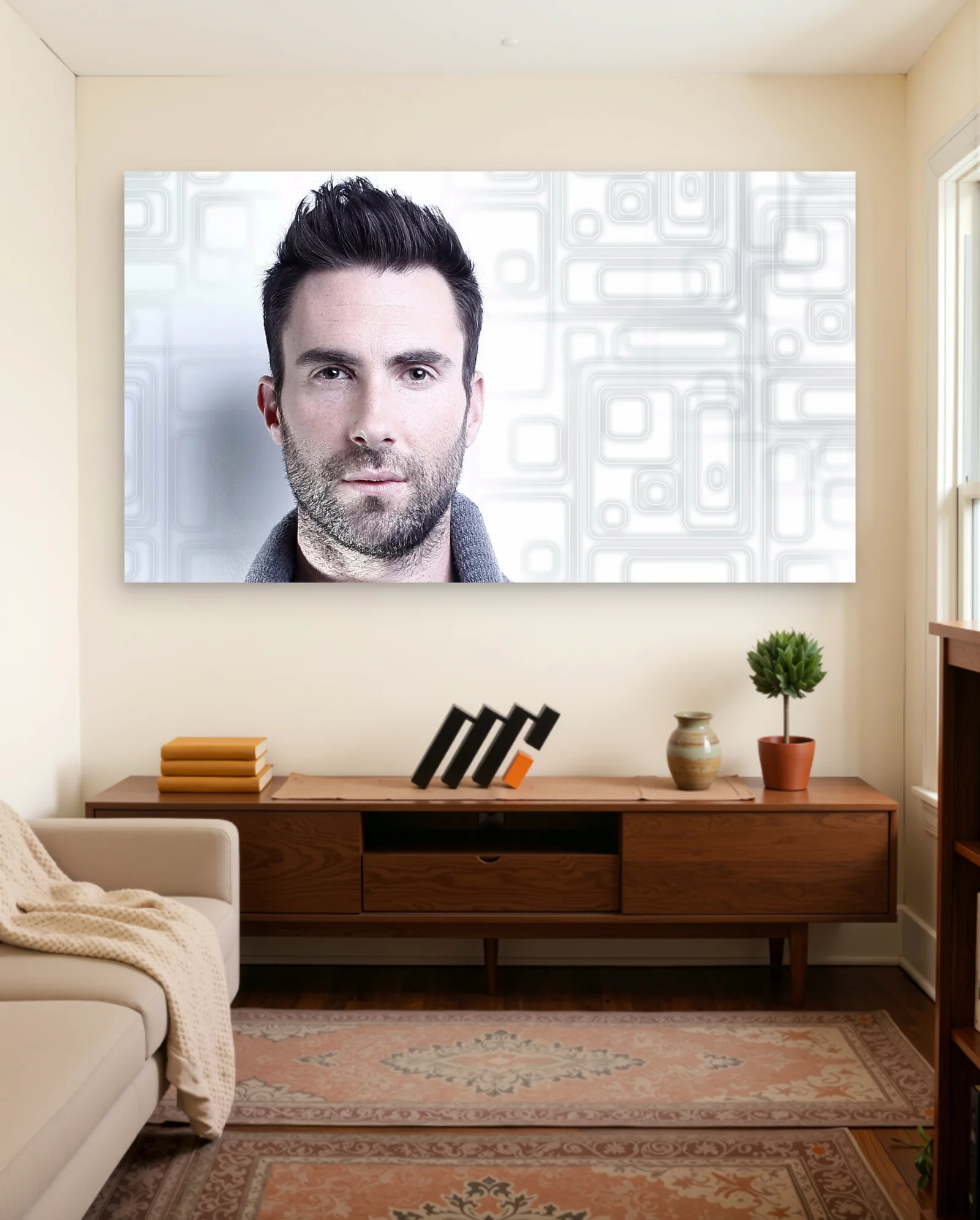 Adam Levine Geometric Background Poster — framed wall art poster by Memocult