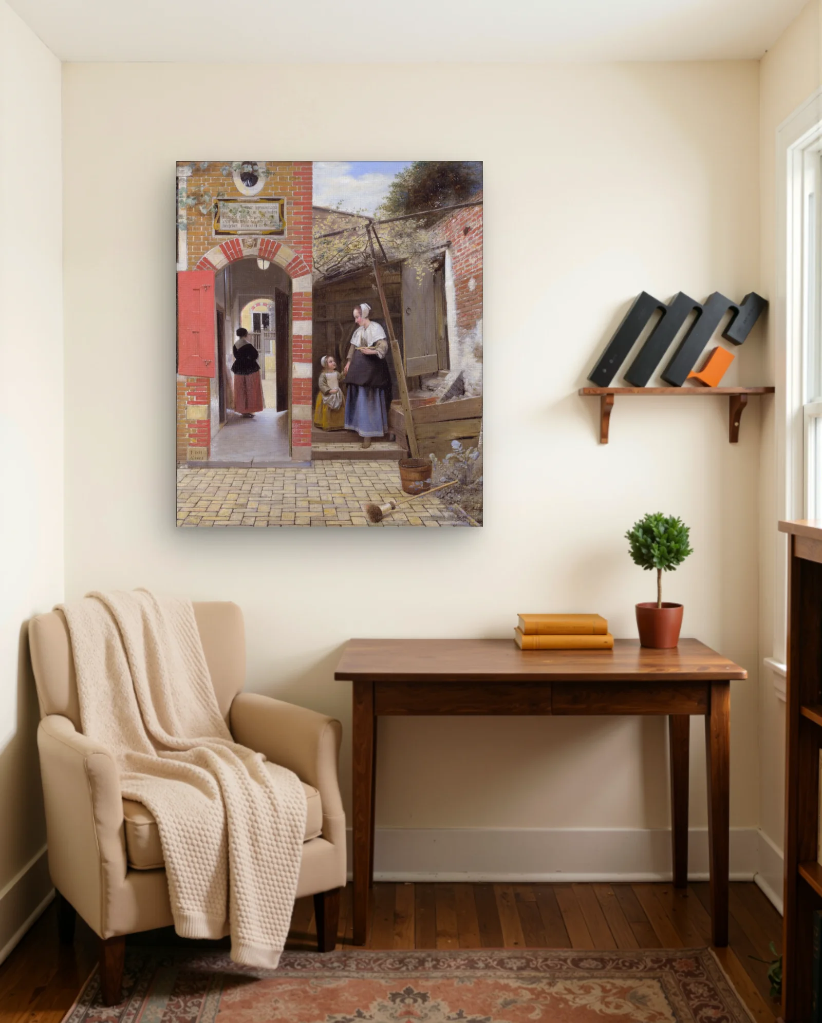 The Courtyard of a House in Delft Art Print — framed wall art poster by Memocult