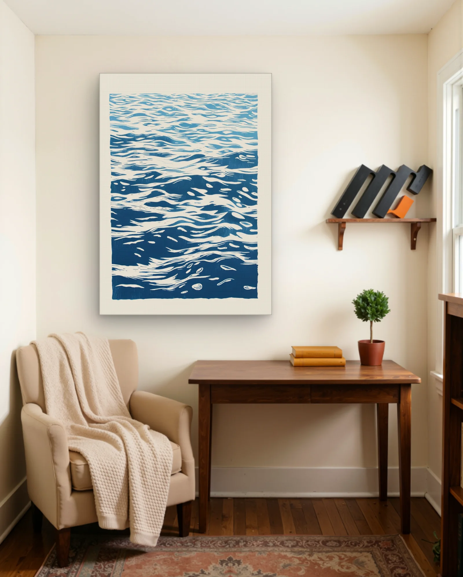 Blue Ocean Waves Wall Art — Abstract abstract & modern wall art poster