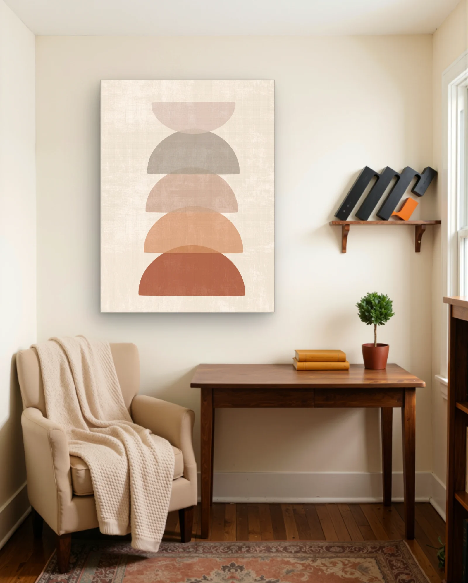 Stacked Arches Warm Neutral Wall Art — framed wall art poster by Memocult