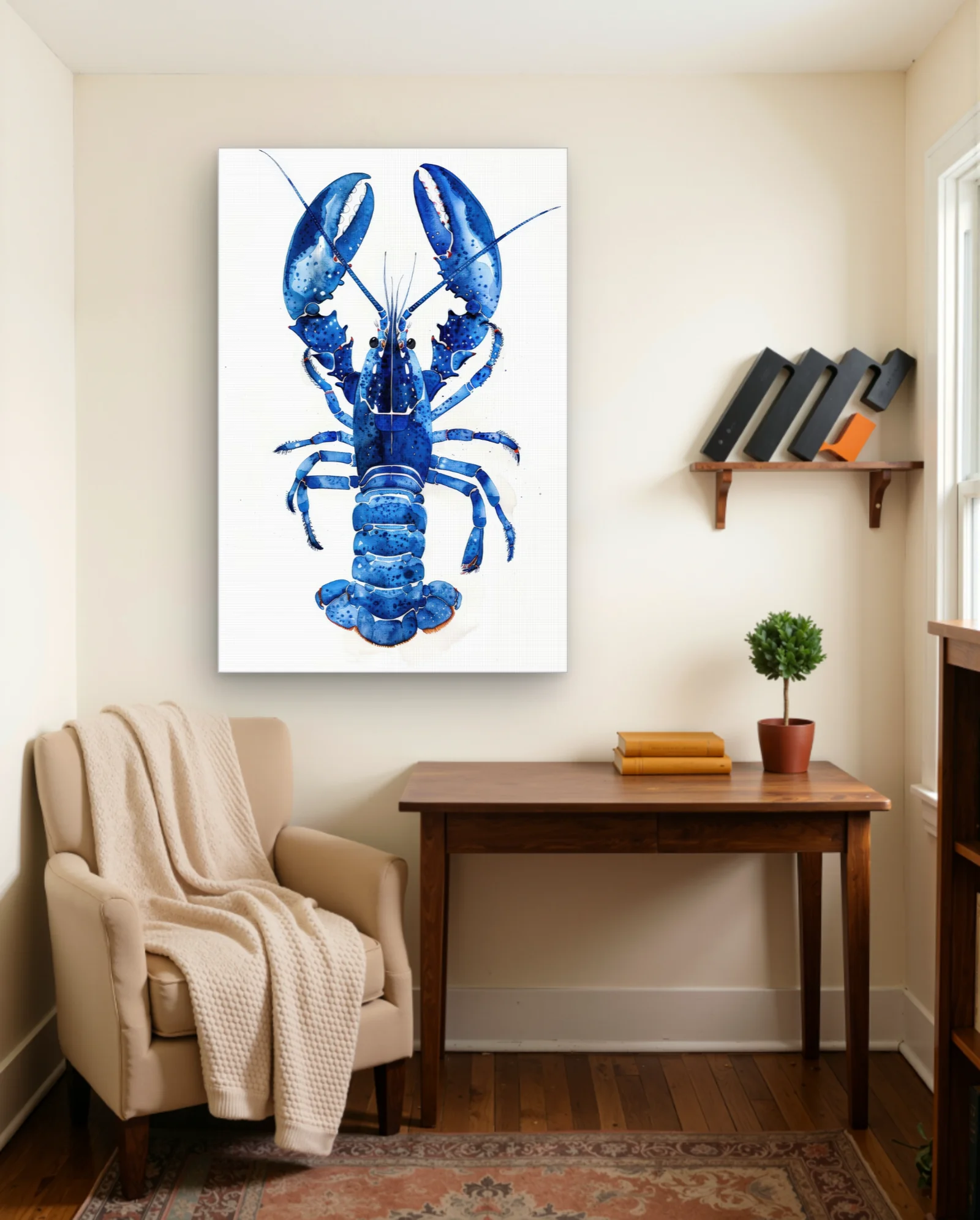 Blue Lobster Wall Art — framed wall art poster by Memocult