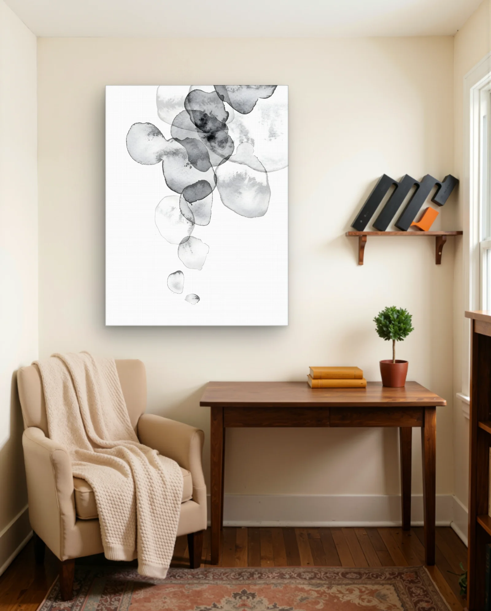 Black Ink Petal Cascade Wall Art — framed wall art poster by Memocult