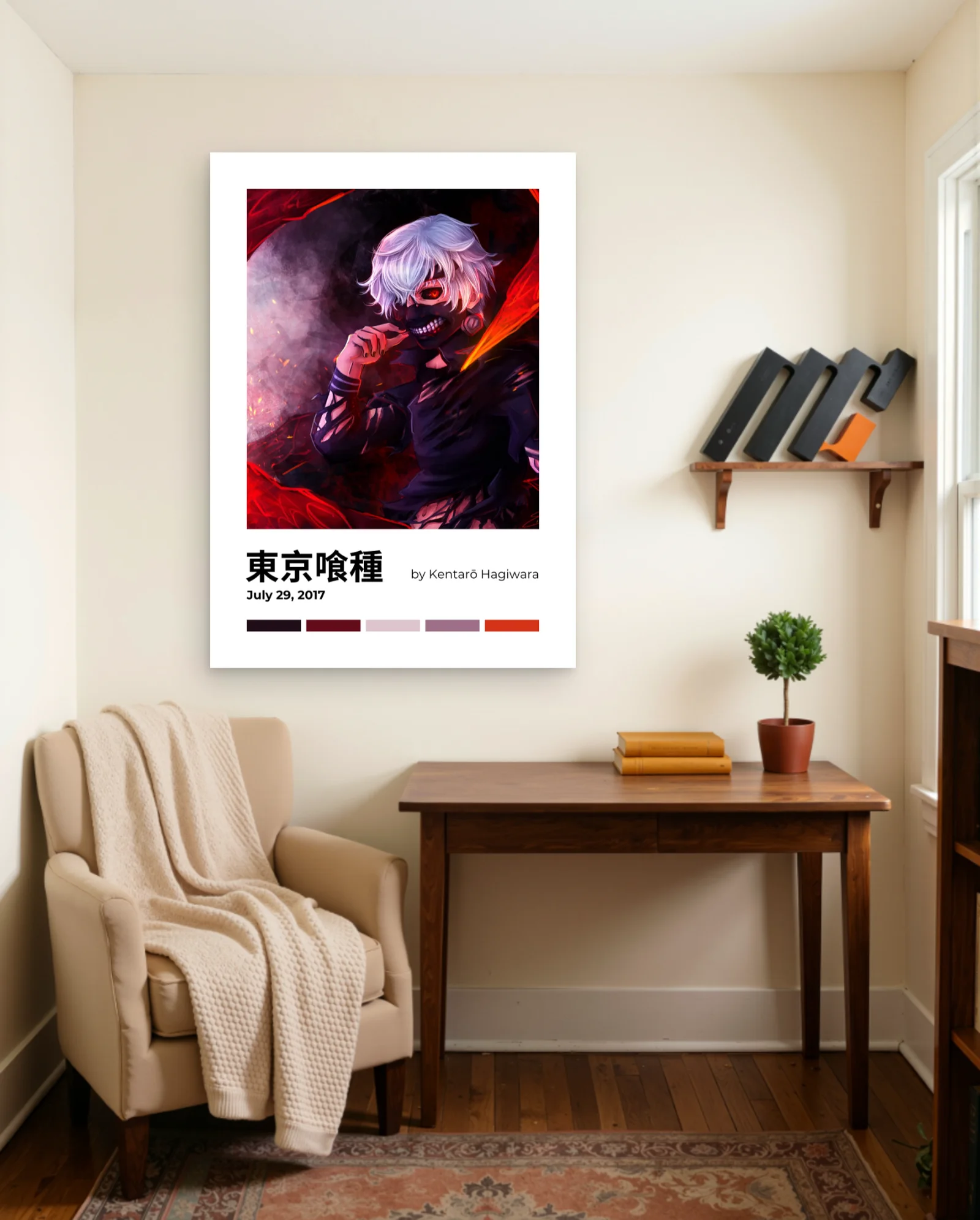 Tokyo Ghoul Kaneki Ken Poster — framed wall art poster by Memocult