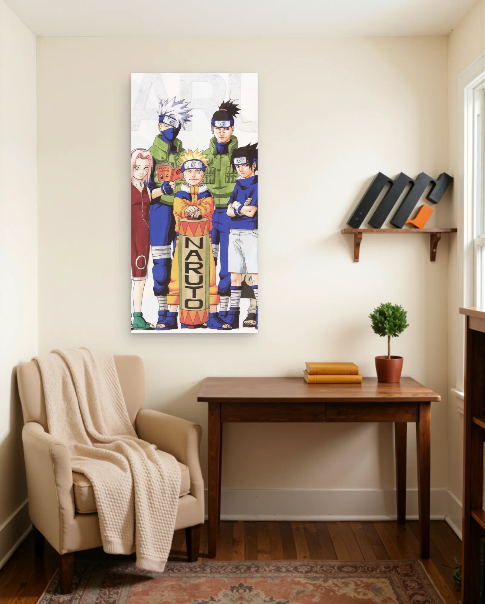 Naruto Team 7 Group With Yamato Poster — framed wall art poster by Memocult