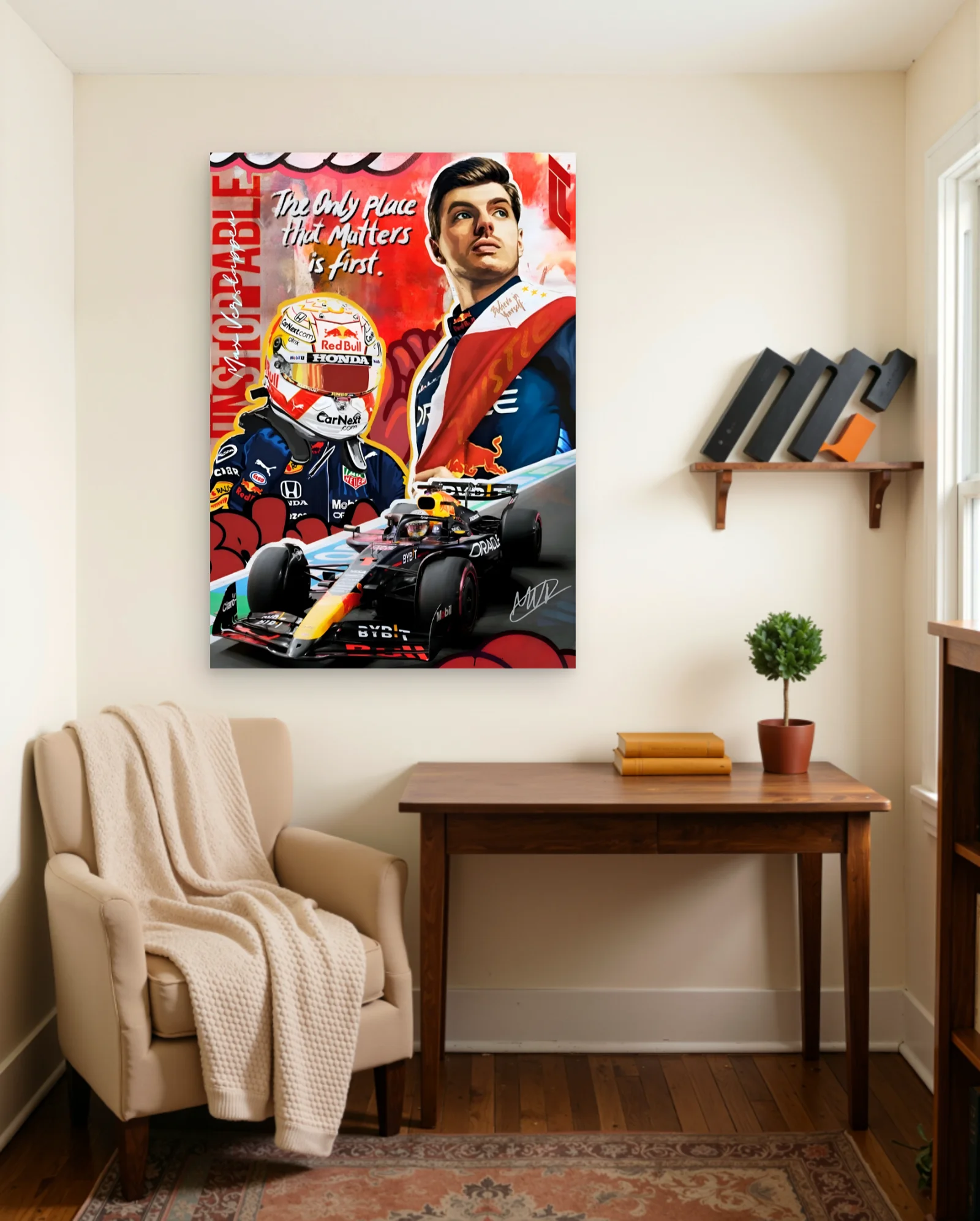 Max Verstappen Red Bull Racing Graffiti Art — framed wall art poster by Memocult