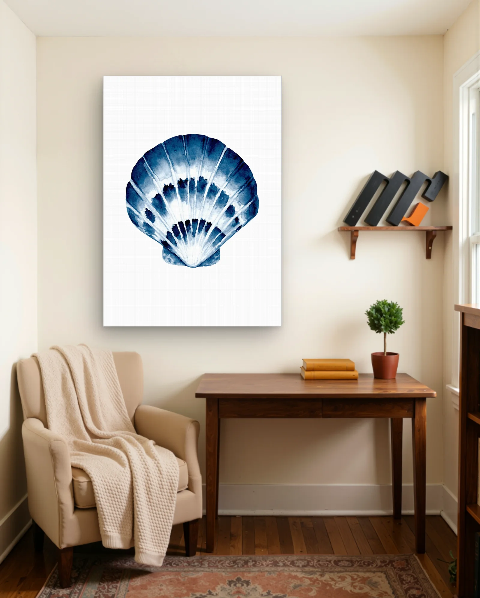 Blue Scallop Shell Wall Art — Abstract abstract & modern wall art poster