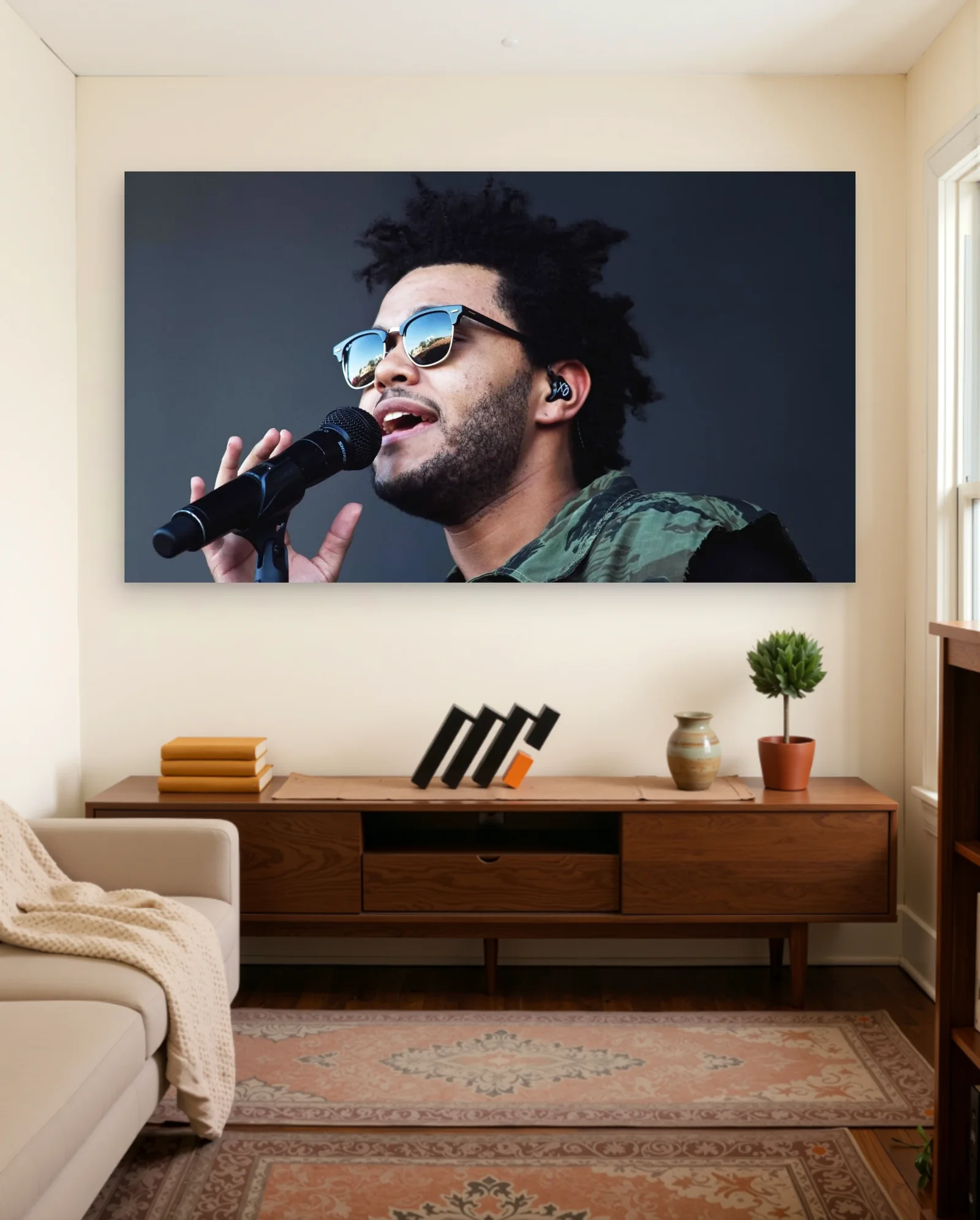 The Weeknd Camouflage Jacket Poster — framed wall art poster by Memocult