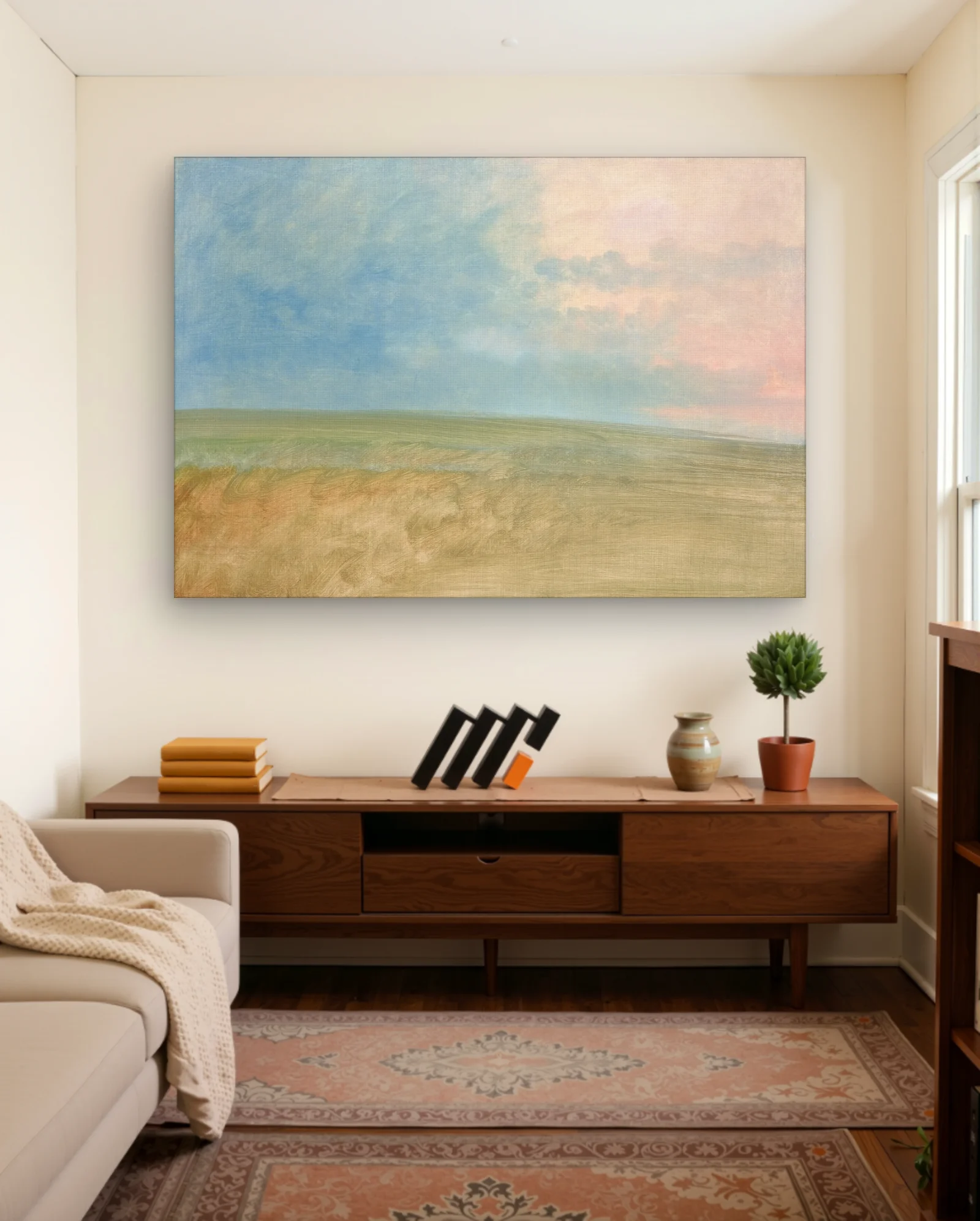 Pastel Field And Sky Wall Art — framed wall art poster by Memocult