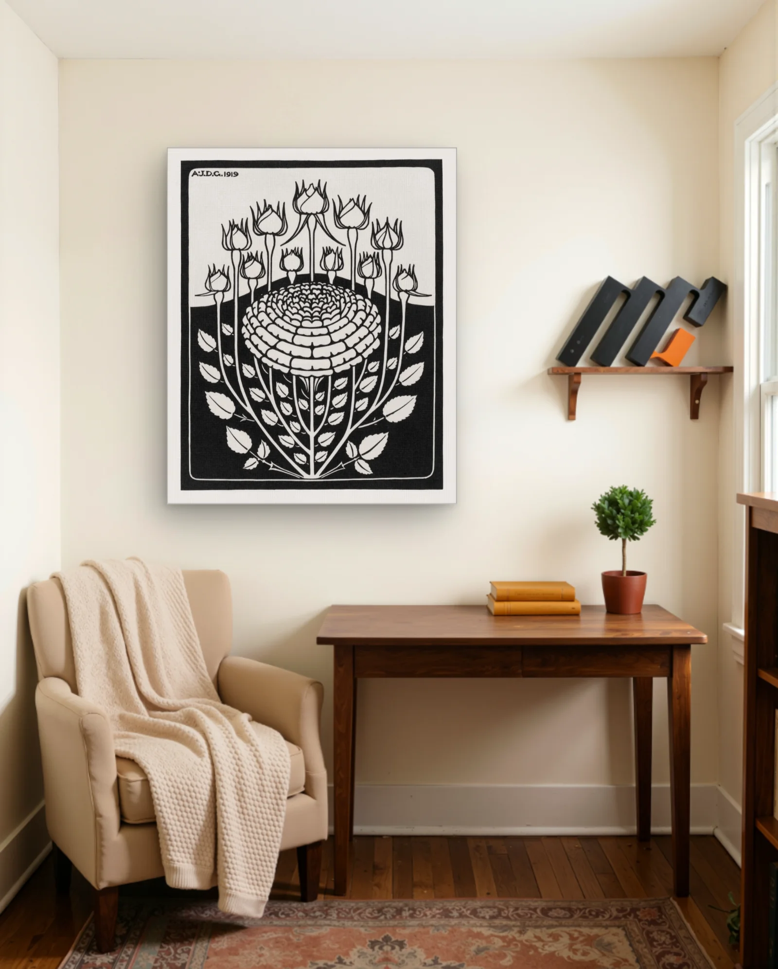 Rose Bush With Buds 1919 Art Print — Art Nouveau art nouveau & deco wall art poster