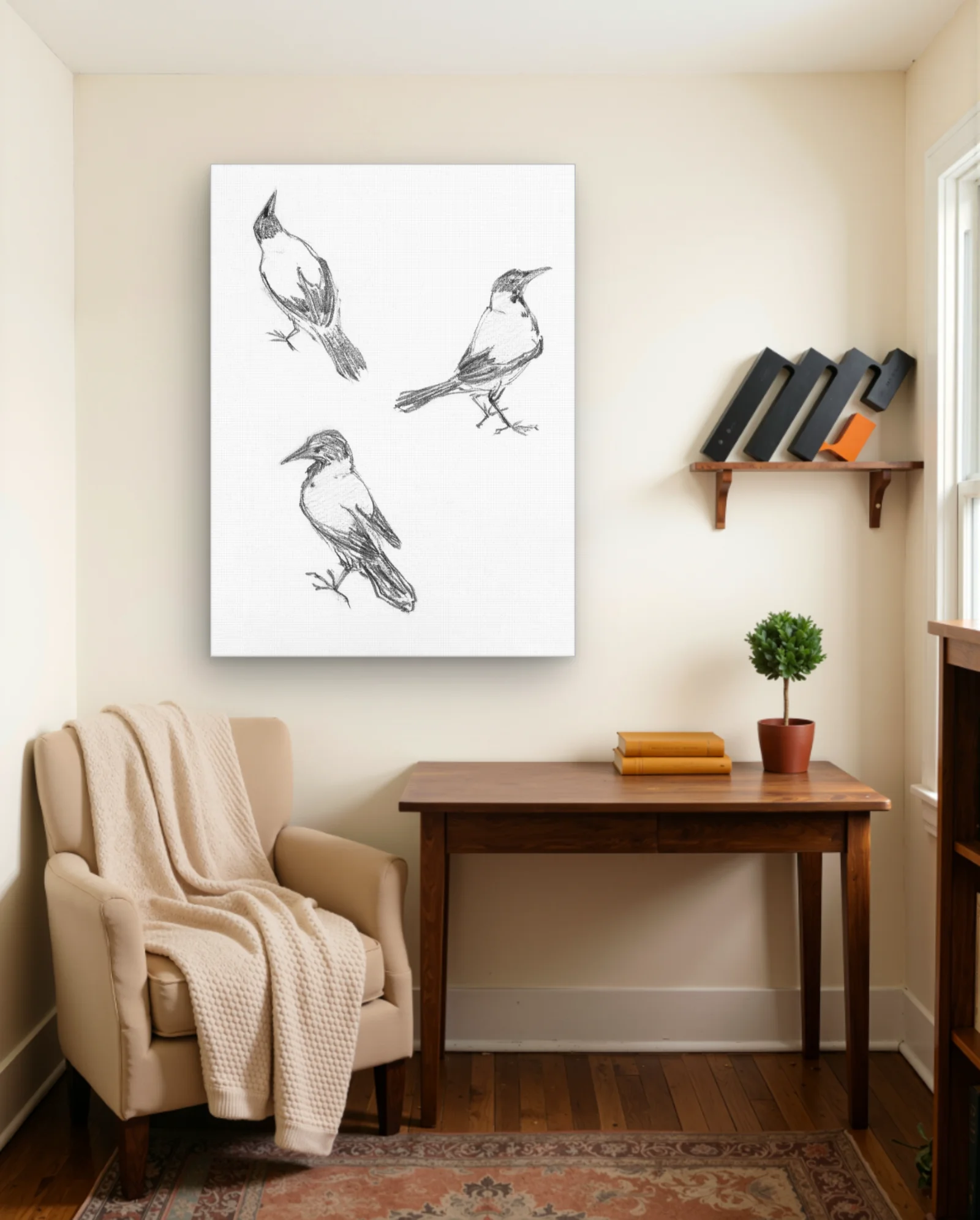 Three Crow Sketches Art Print — Art Nouveau art nouveau & deco wall art poster